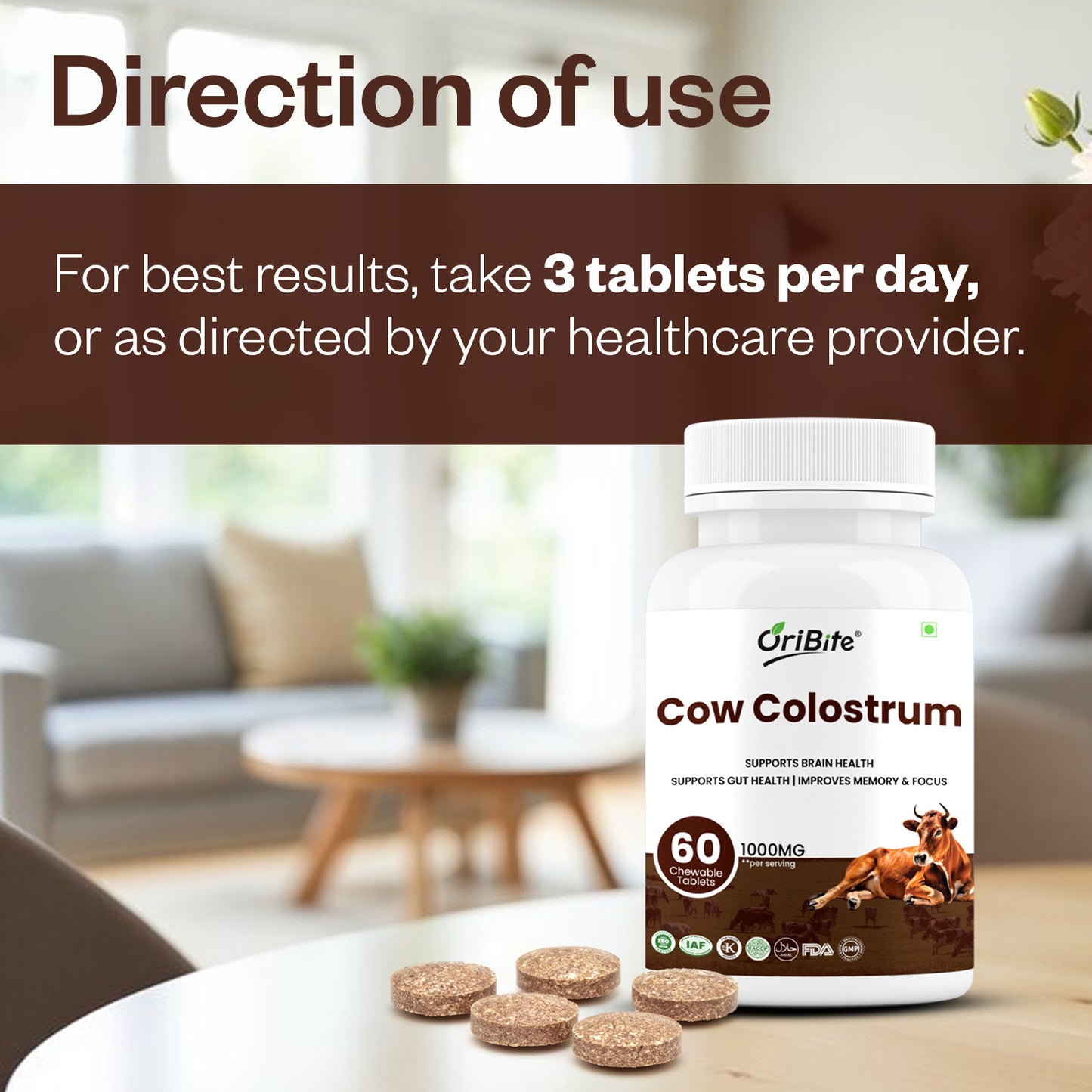 Oribite Cow Colostrum Capsule | 60 Tablets