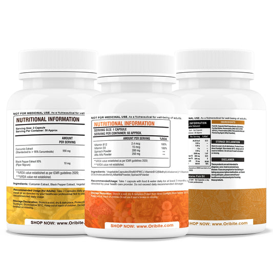 Vitamin B12, Omega-3 & Curcumin – Heart, Joint & General Wellness