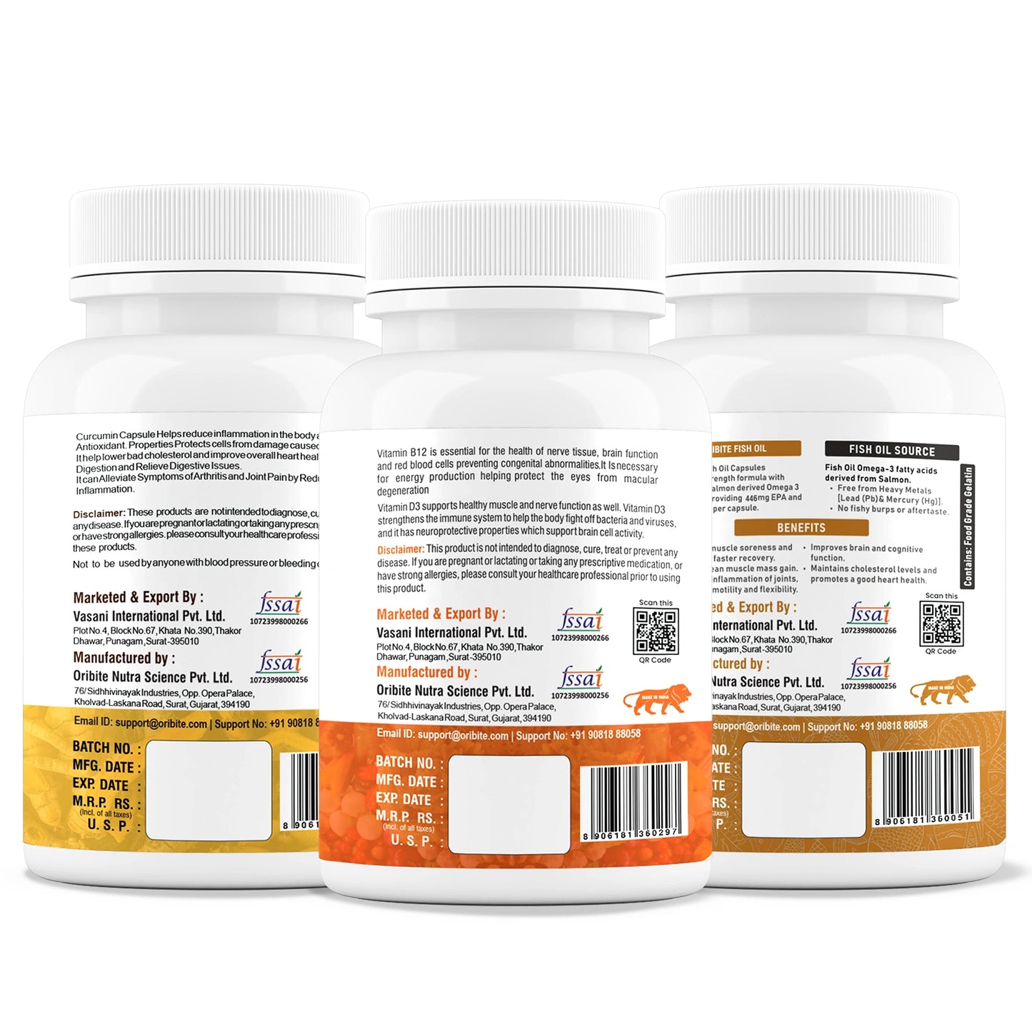 Vitamin B12, Omega-3 & Curcumin – Heart, Joint & General Wellness