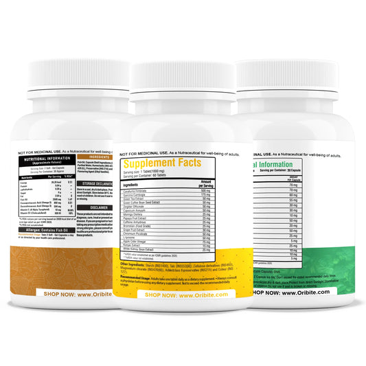 Fat Burner, Green Super Food & Omega-3 - Metabolism & Detox Support