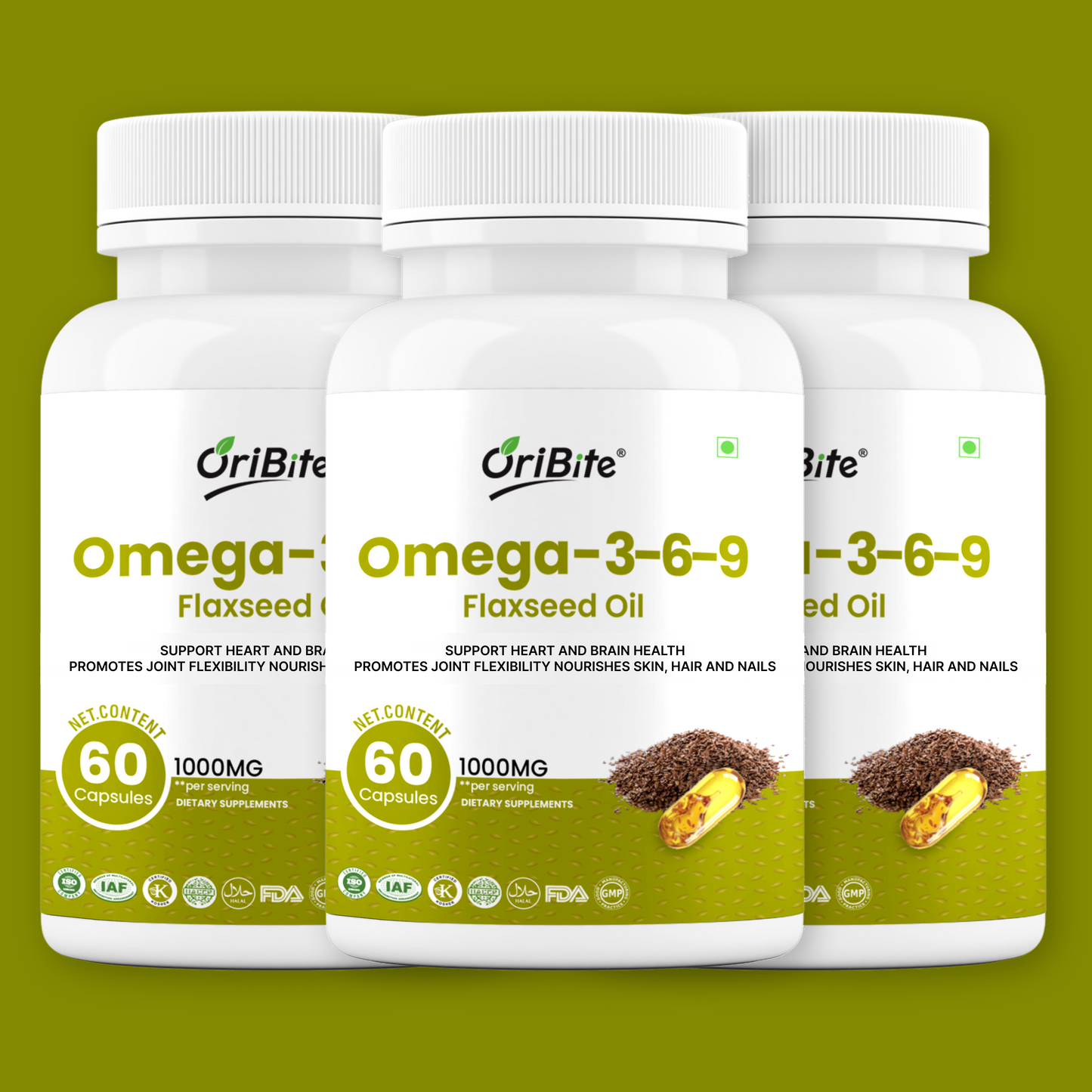 Flaxseed Oil Omega 3 6 9 Capsules for Heart Health
