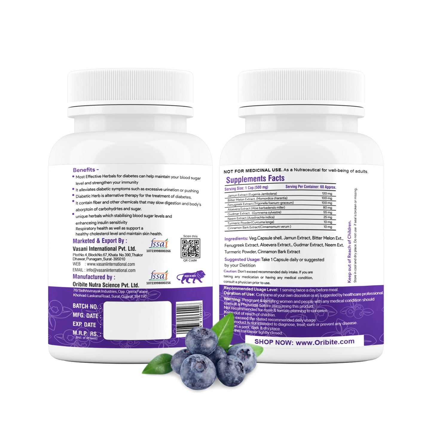 Oribite Diabex Capsule | Natural Support for Diabetes | Immunity and Energy Balance | 60 Capsule