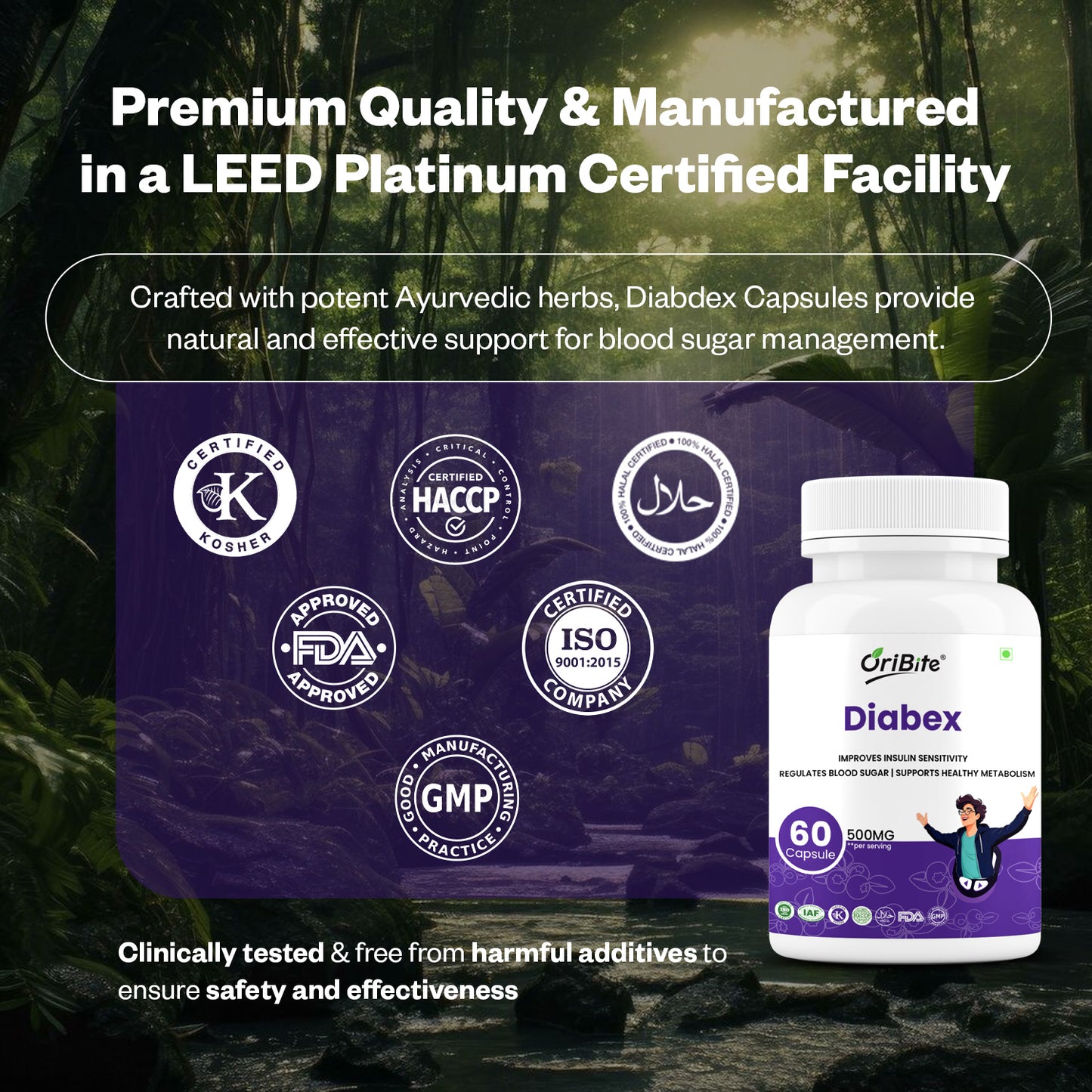 Oribite Diabex Capsule | Natural Support for Diabetes | Immunity and Energy Balance | 60 Capsule