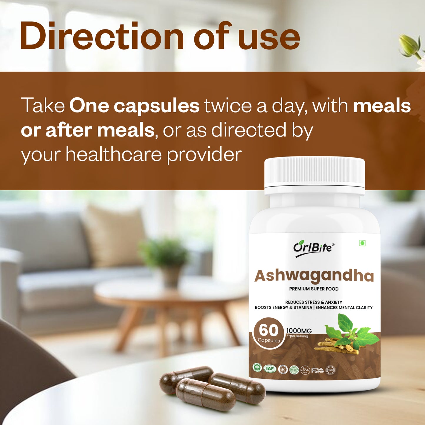 Oribite Ashwagandha Capsule | 60 Tablets