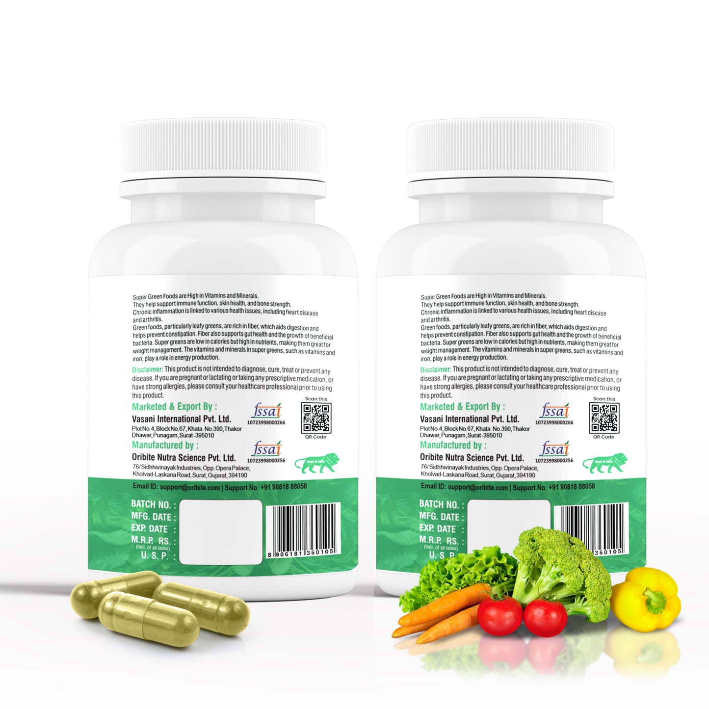 Oribite Green Super Food Capsule | Healthy Heart Strong Bones Immune Boost | 60 Capsule