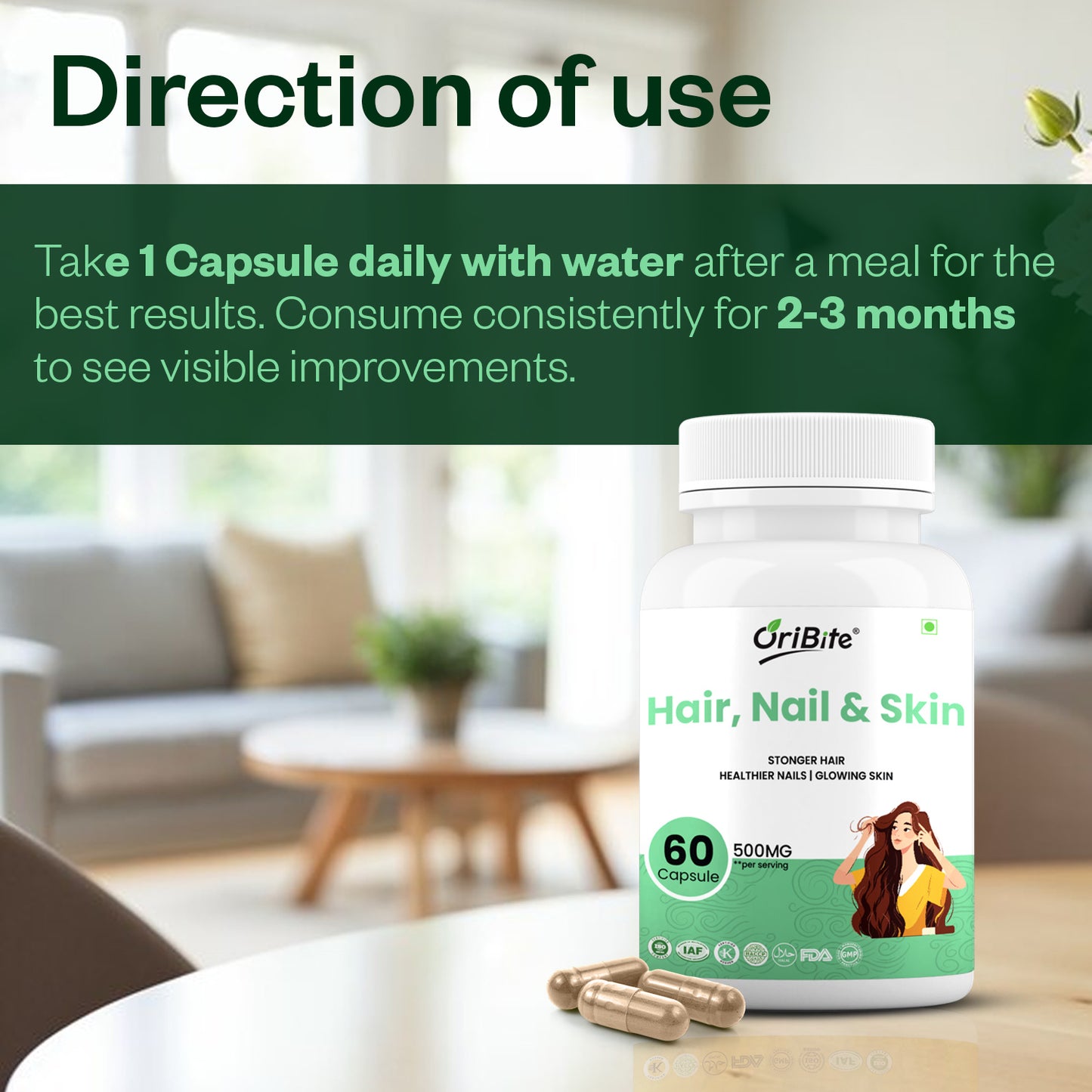 Oribite Hair-Nail-Skin Capsule | 60 Capsule