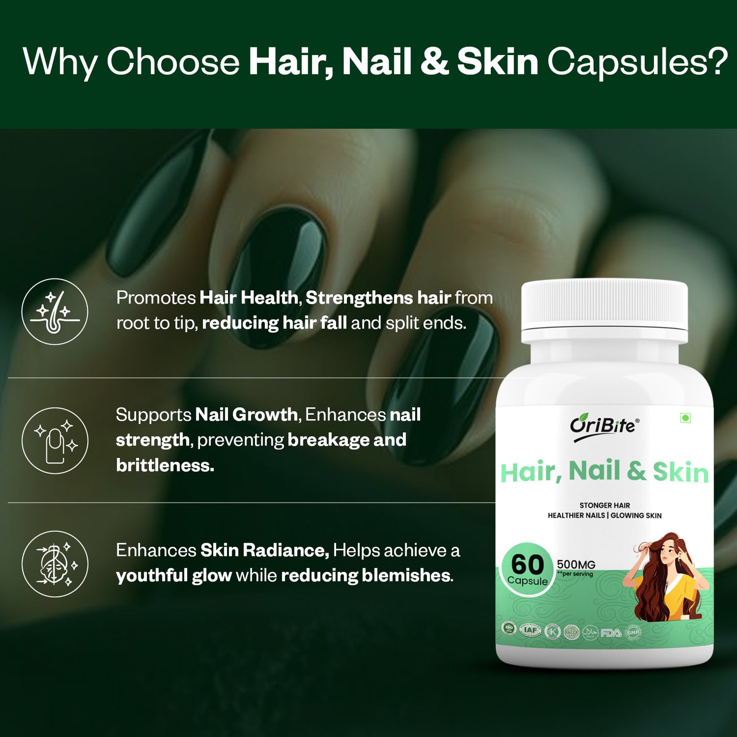 Oribite Hair-Nail-Skin Capsule | 60 Capsule