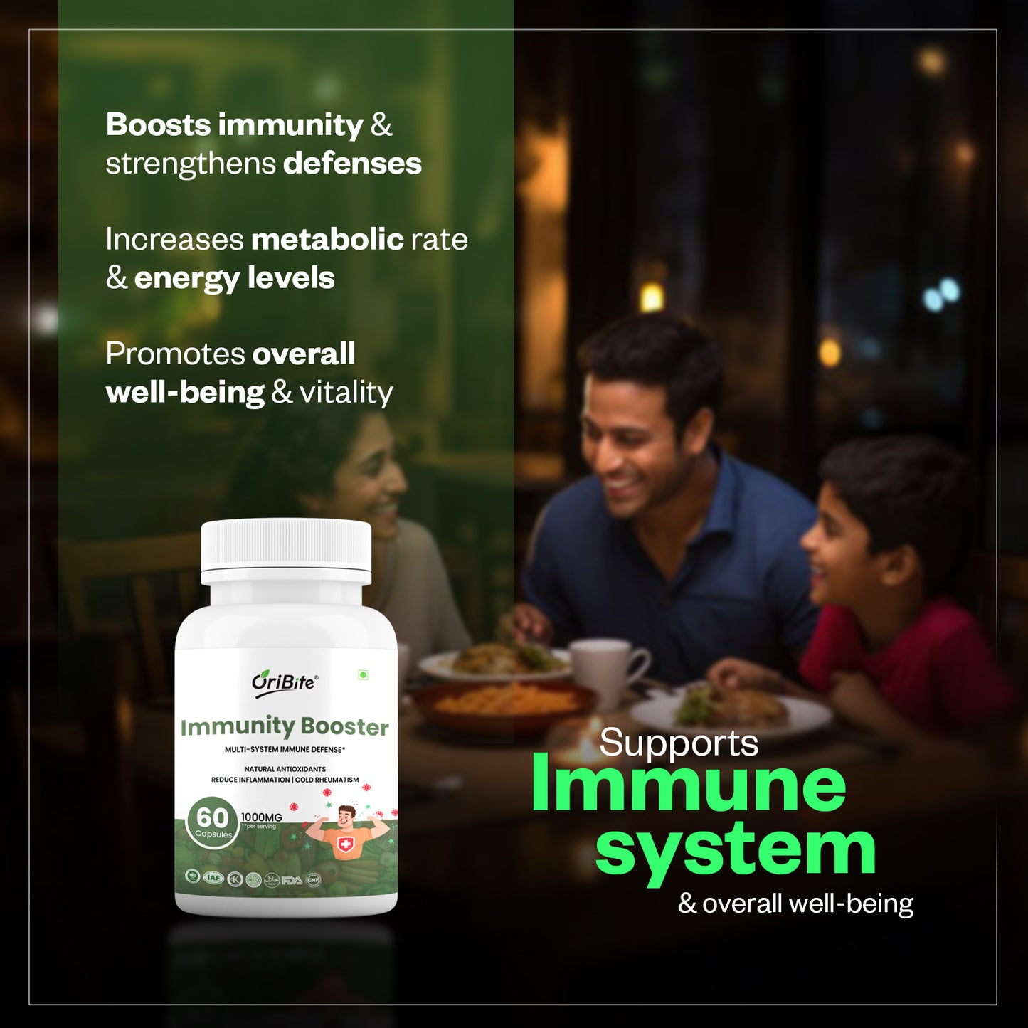 Oribite Immunity Booster Capsule | Natural Antioxidant Reduce Inflammation & Cold Rheumatism | 60 Capsule