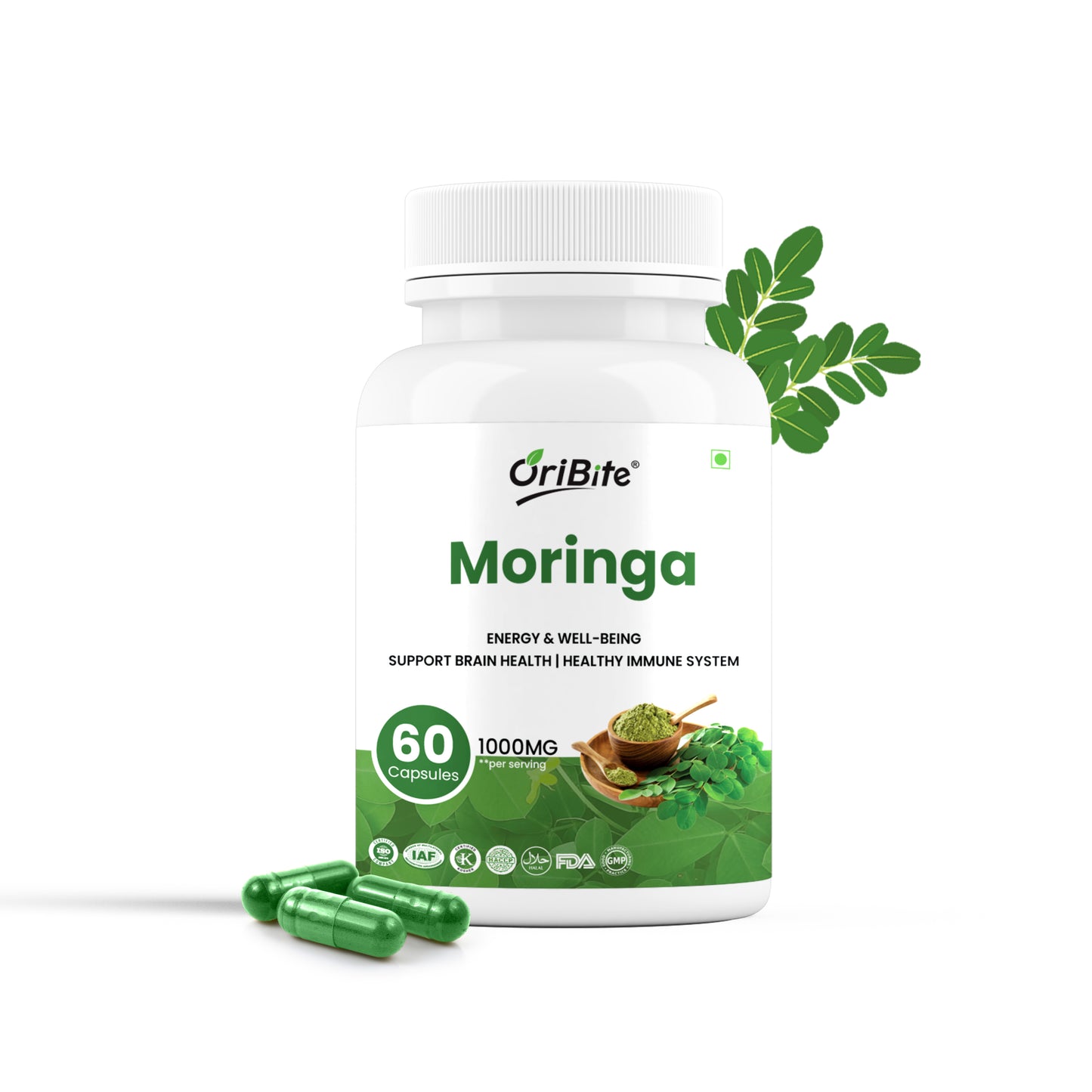 Oribite Moringa Capsule | Helps in Energy Well-Being Support Brain Health Healthy Immune System | 60 Capsule
