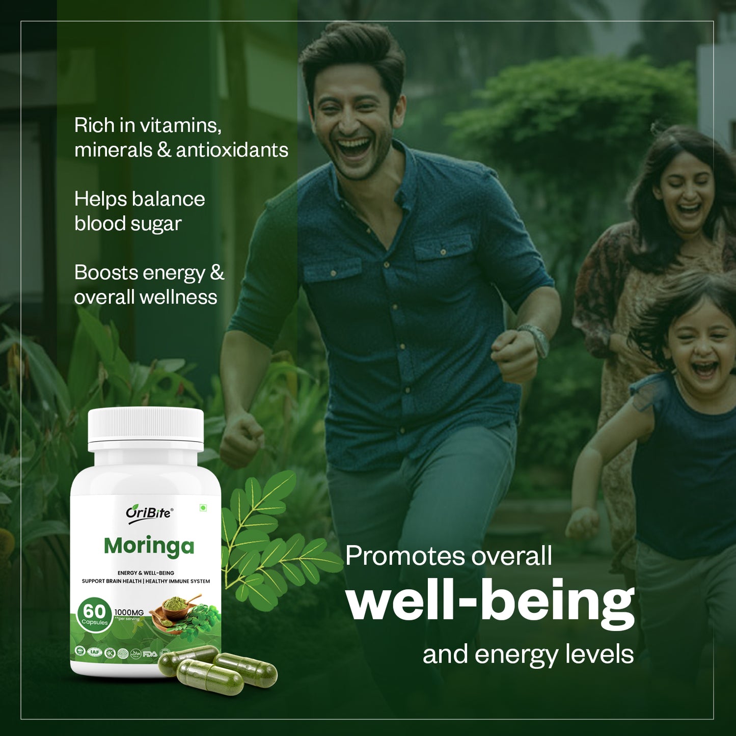 Oribite Moringa Capsule | Helps in Energy Well-Being Support Brain Health Healthy Immune System | 60 Capsule