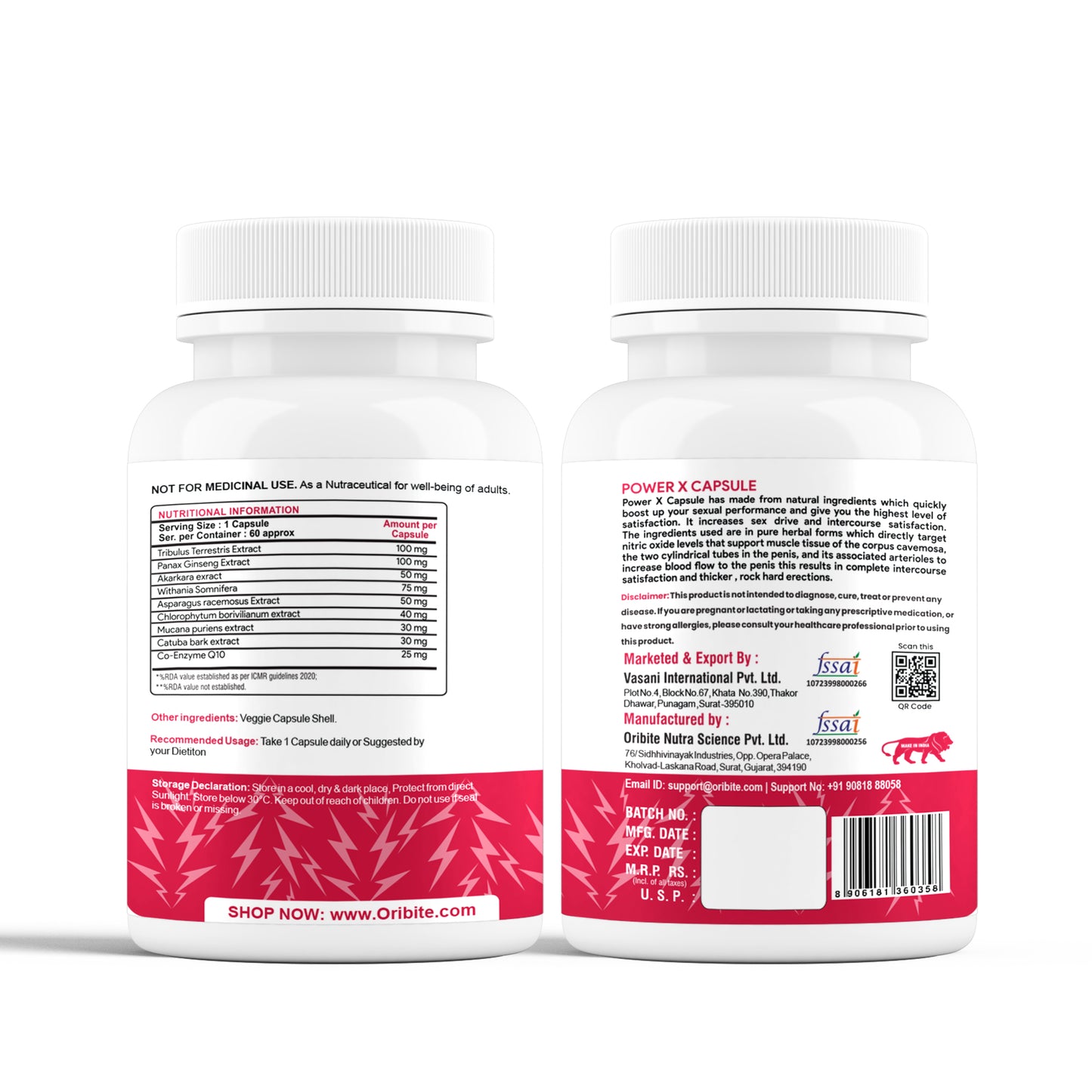 Oribite Power X Capsule | Enhances Physical Endurance Increases Energy & Boosts Mental Clarity | 60 Capsule