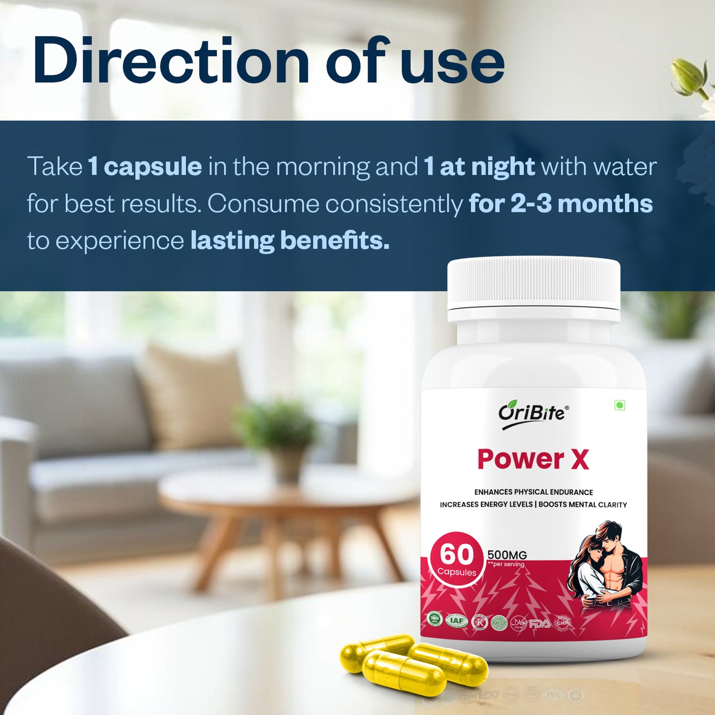 Oribite Power X Capsule | Enhances Physical Endurance Increases Energy & Boosts Mental Clarity | 60 Capsule