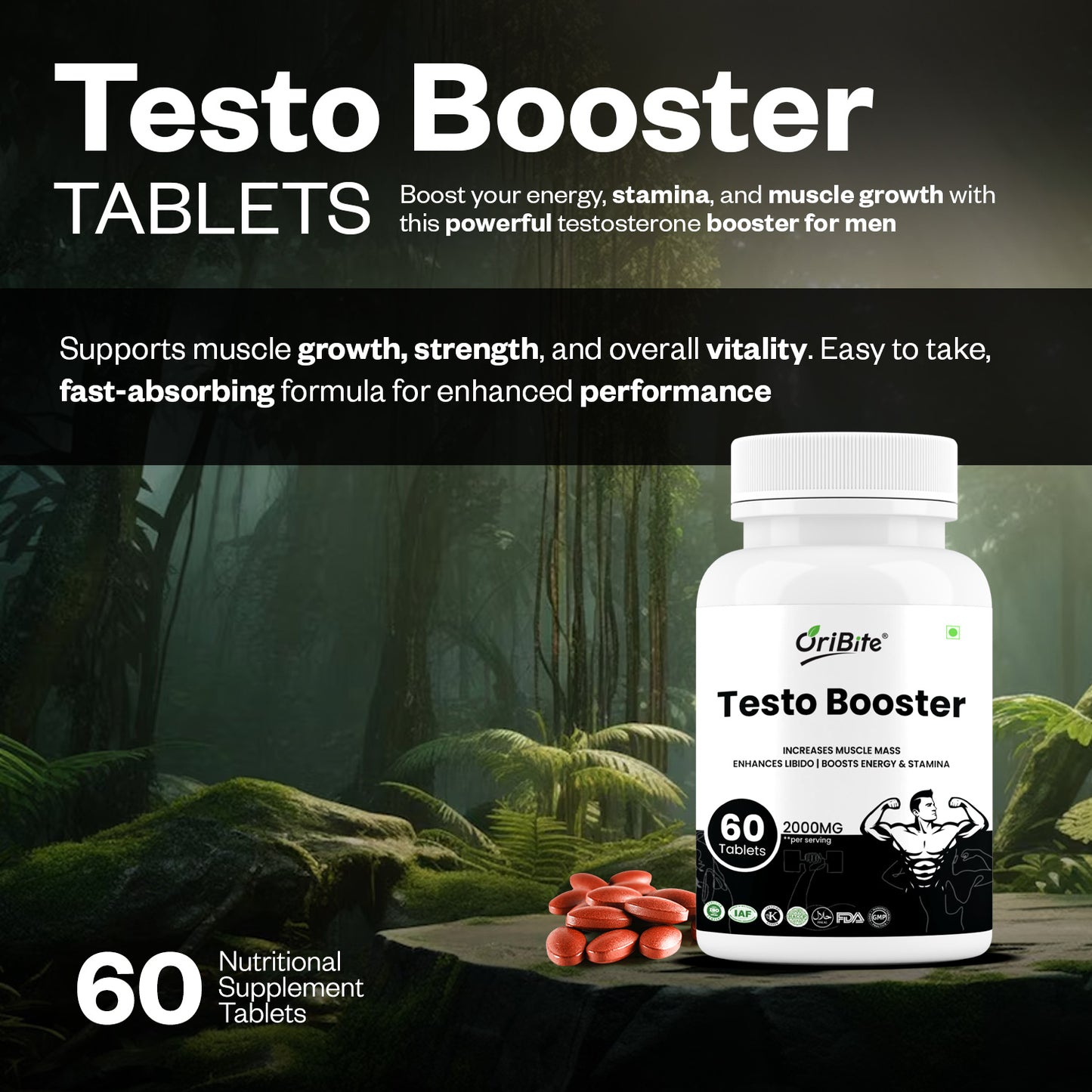 Oribite Testo Booster Tablets | 60 Tablets