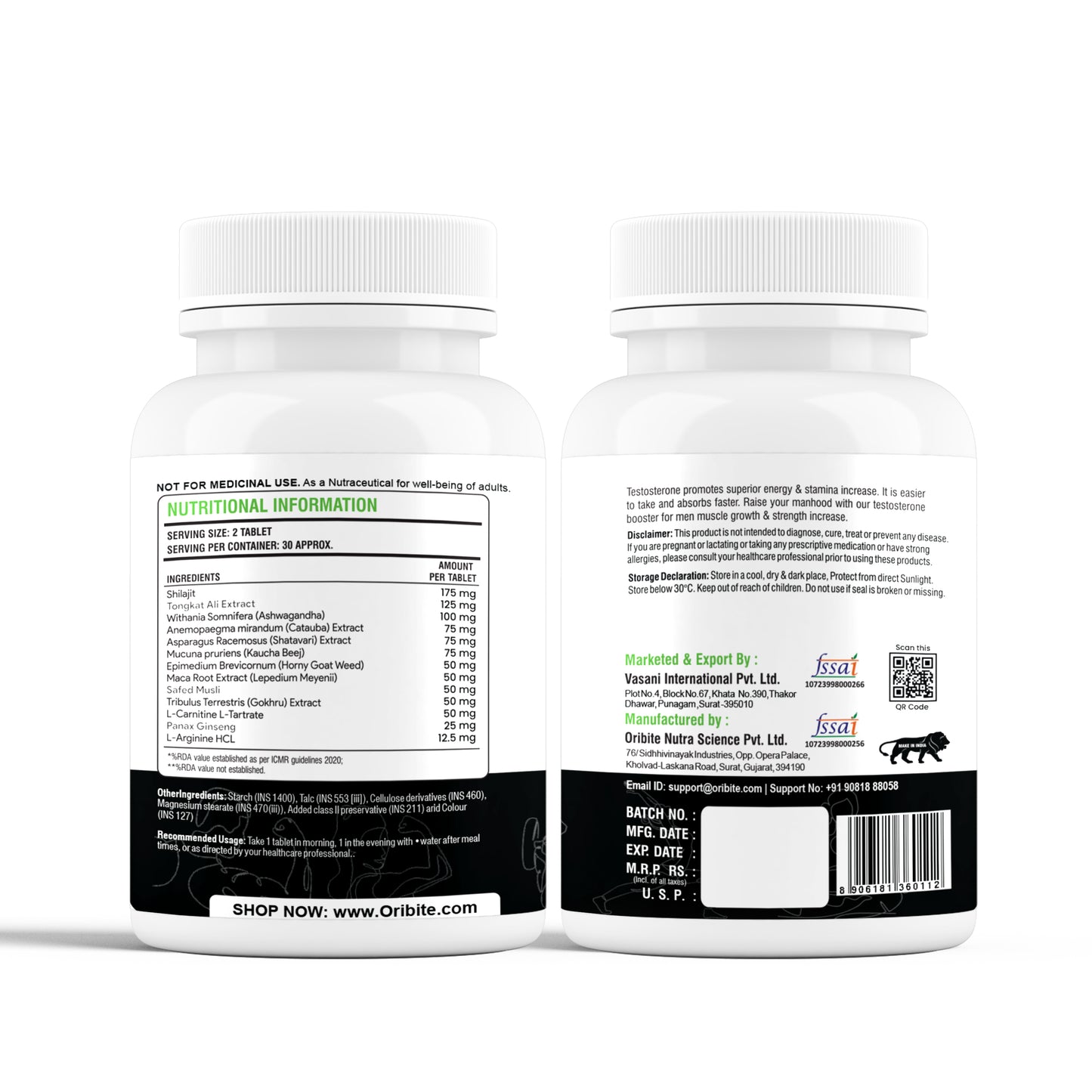 Oribite Testo Booster Tablets | 60 Tablets