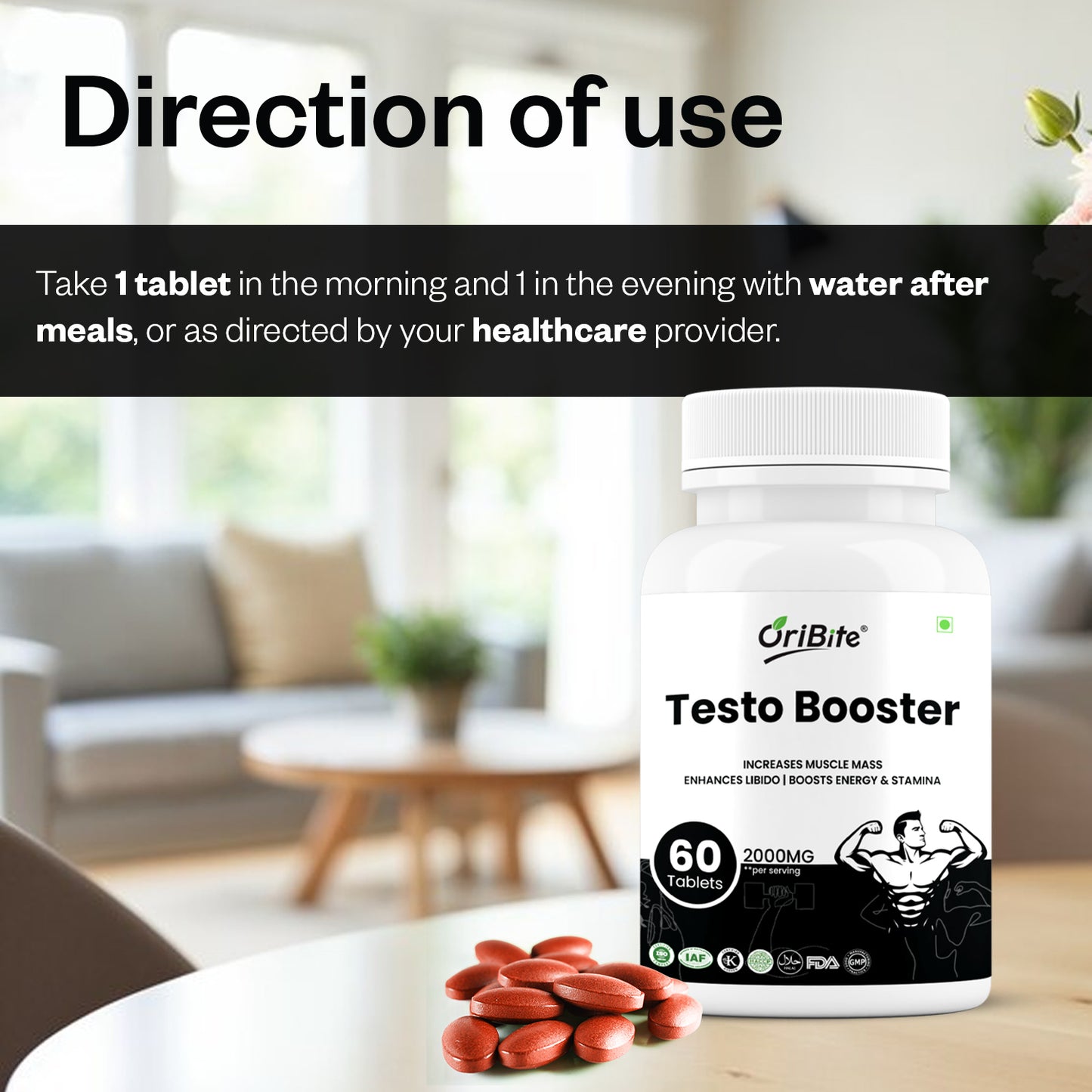 Oribite Testo Booster Tablets | 60 Tablets
