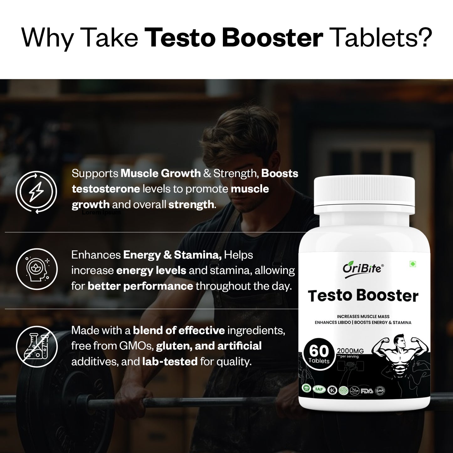 Oribite Testo Booster Tablets | 60 Tablets