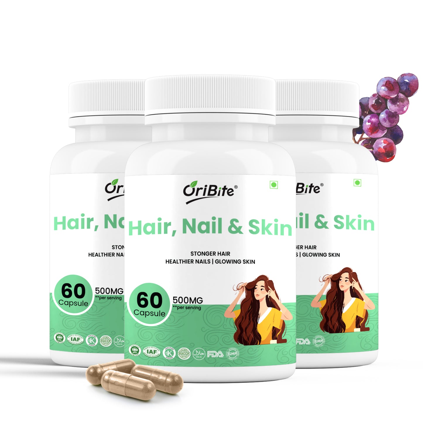 Oribite Hair-Nail-Skin Capsules (2 Month Supply)