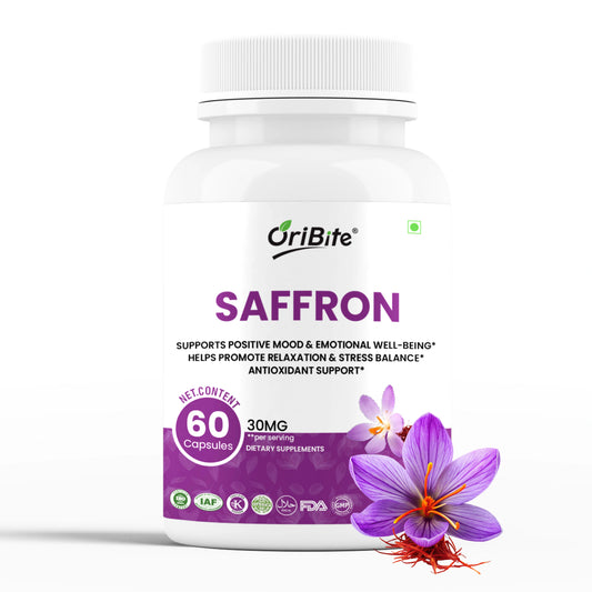 Oribite Saffron Supplement 30mg – 100% Pure Saffron Extract Capsules for Mood, Energy, Focus & Eye Health – Antioxidant Support – Vegan, Non-GMO, Gluten-Free – 60 Capsules