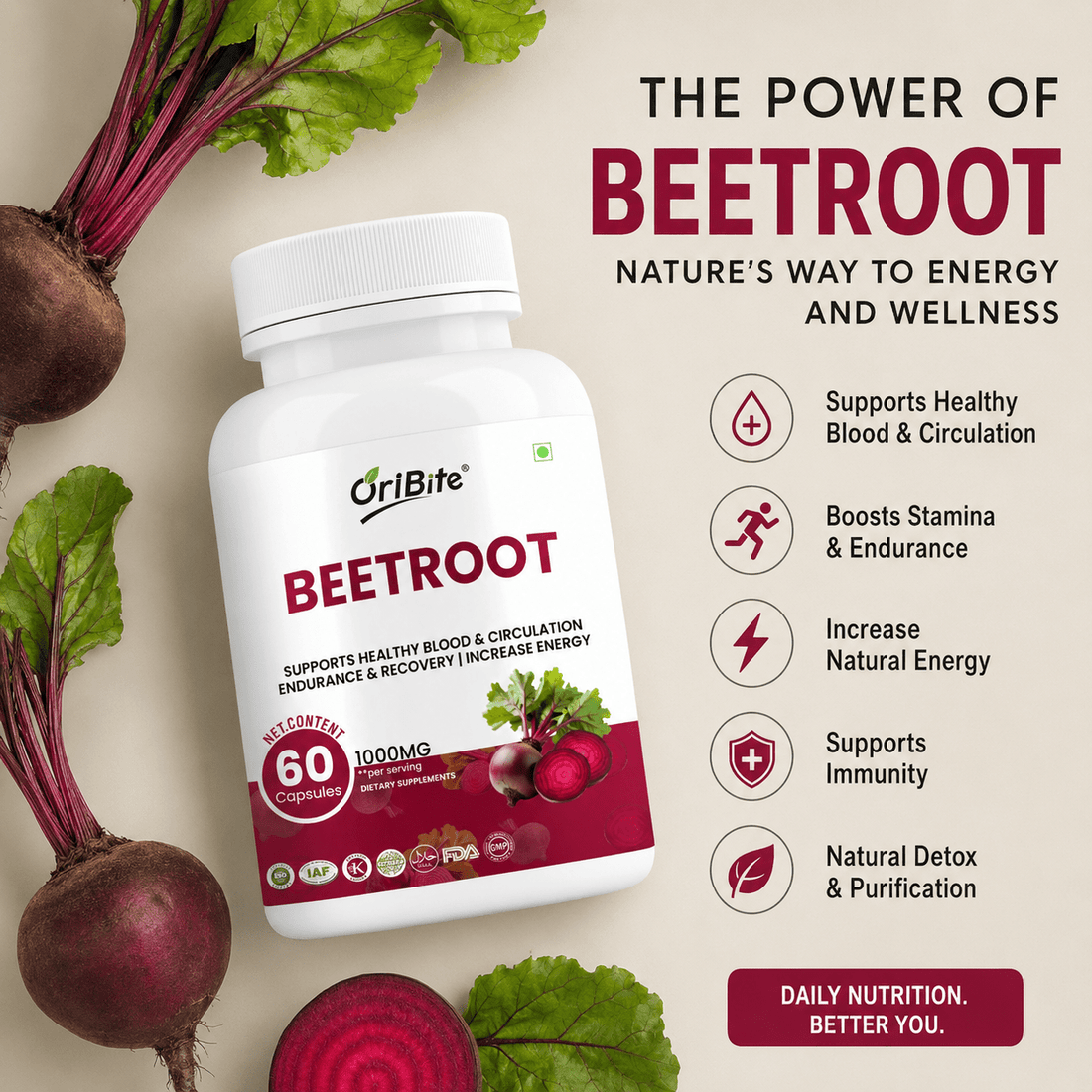 Beetroot Capsules Benefits for Daily Energy - Oribite