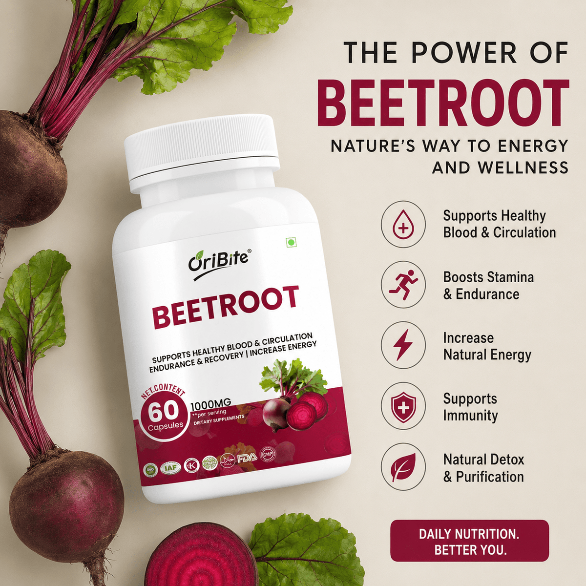 Beetroot Capsules Benefits for Daily Energy - Oribite