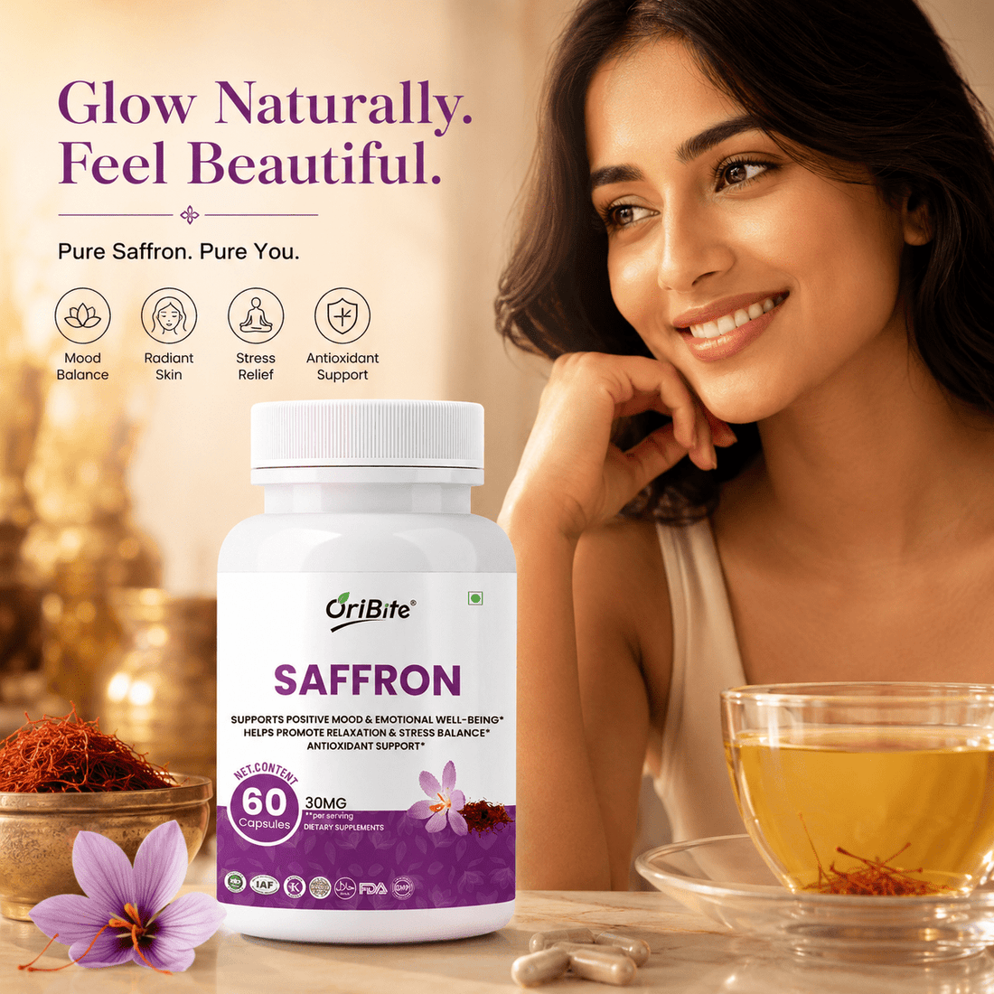 Saffron Capsules for Skin Glow and Daily Wellness - Oribite