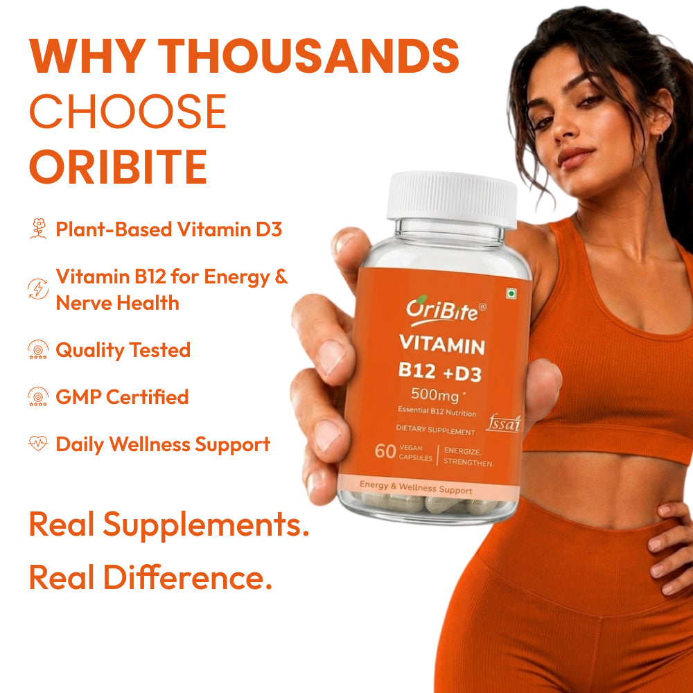 Vitamin B12 & D3 Capsules for Nerve & Bone Health