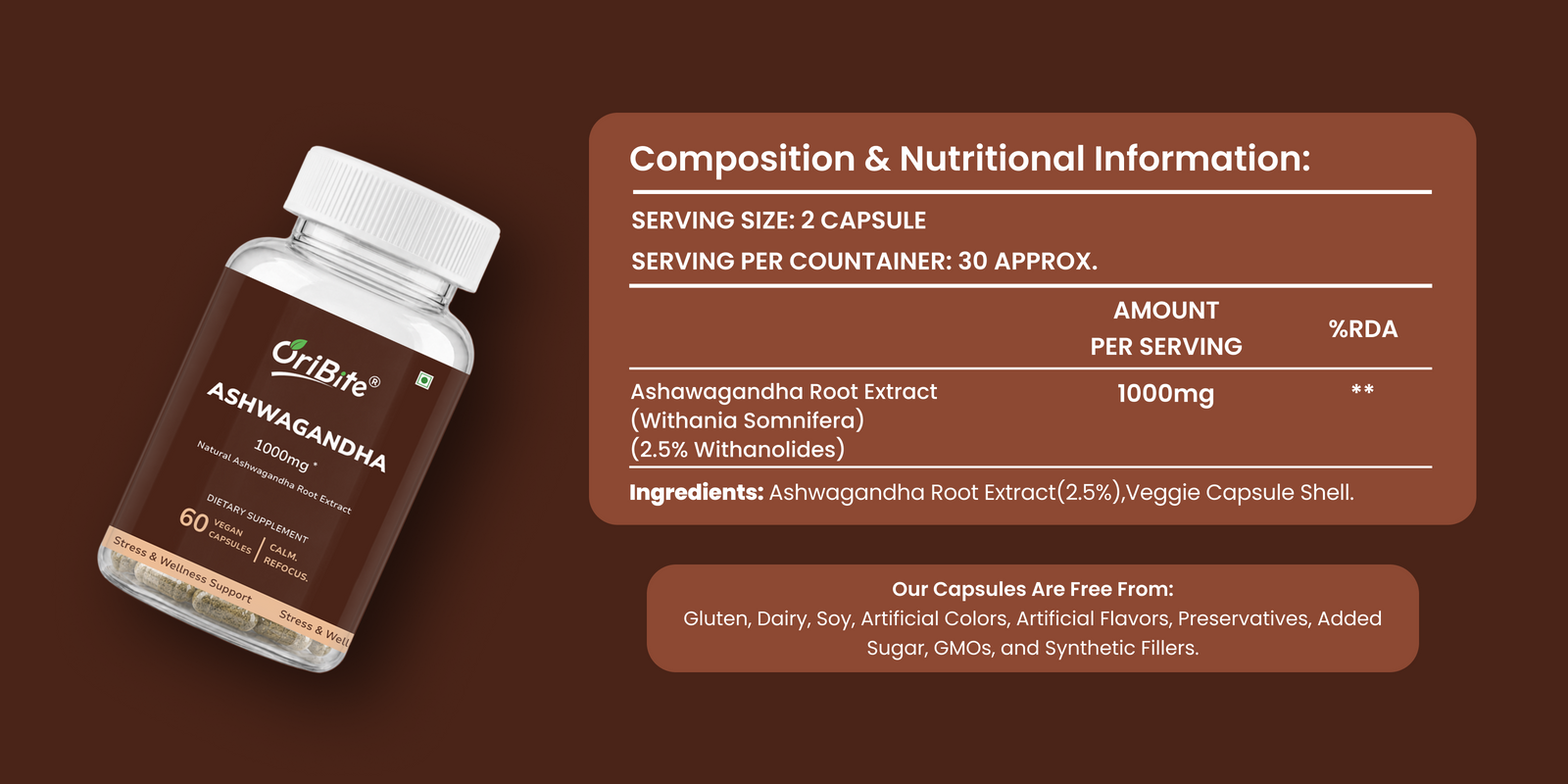 Ashwagandha Root Extract Capsules for Immunity & Energy