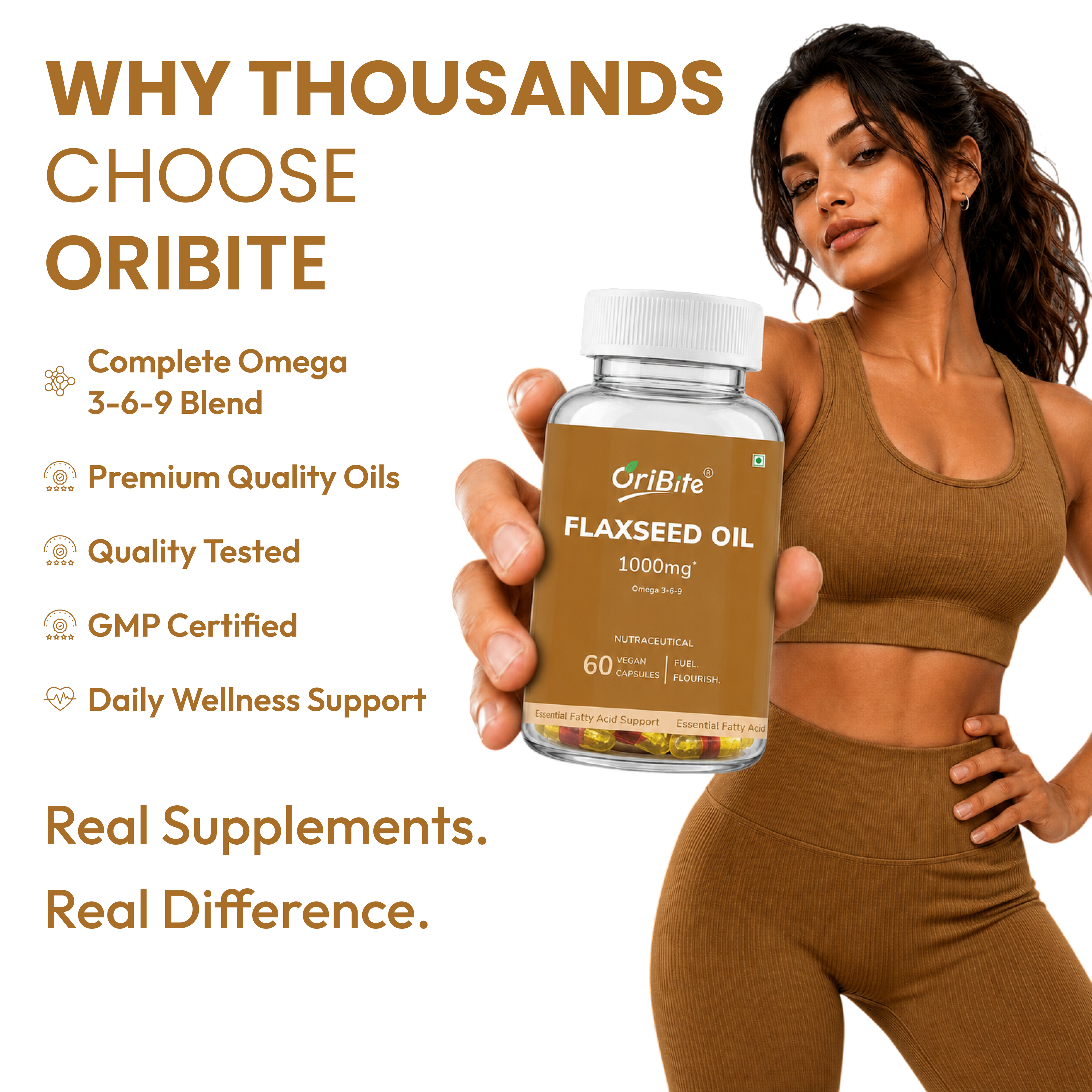Flaxseed Oil Omega 3 6 9 Capsules for Heart Health
