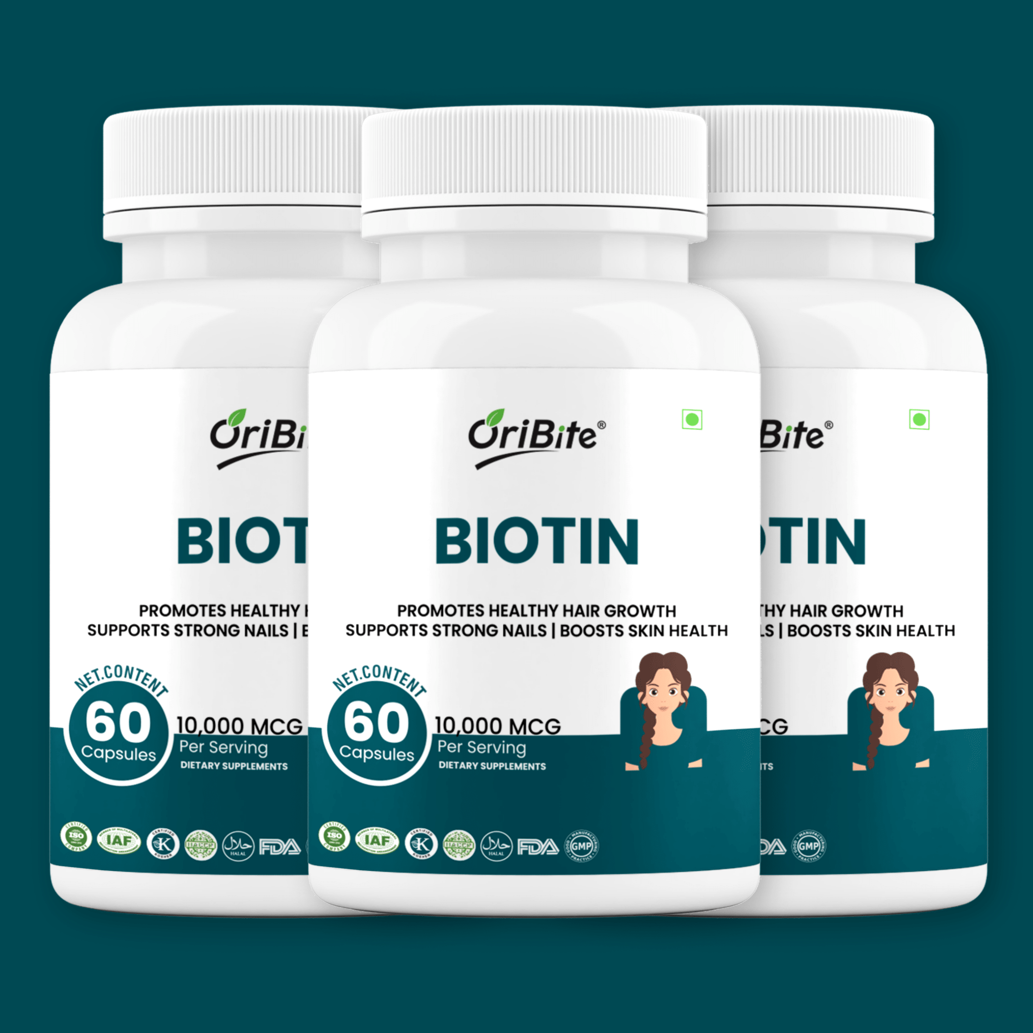 Biotin Capsules for Healthy Hair Skin & Nails - Oribite