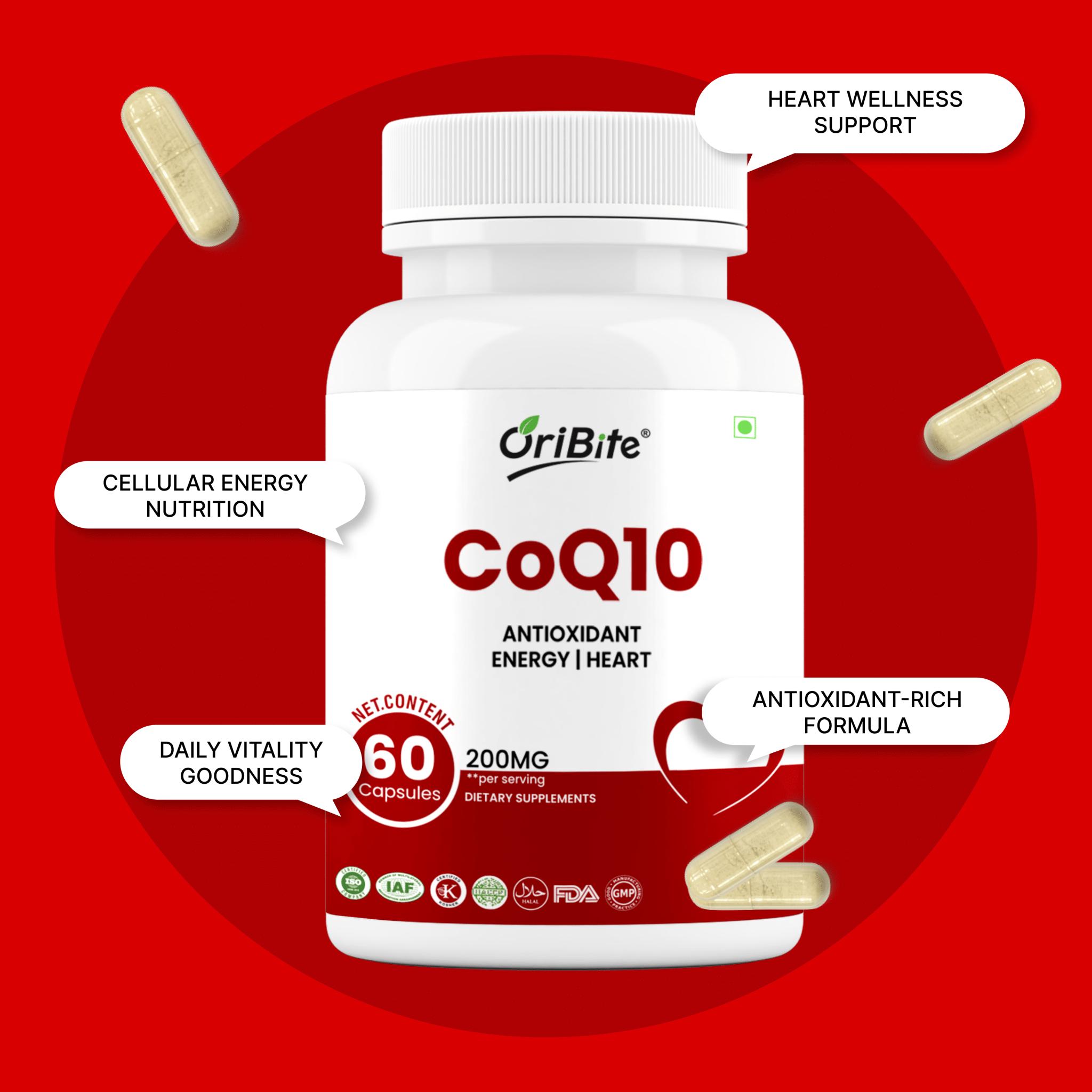 CoEnzyme Q10 Capsules for Energy & Healthy Aging - Oribite