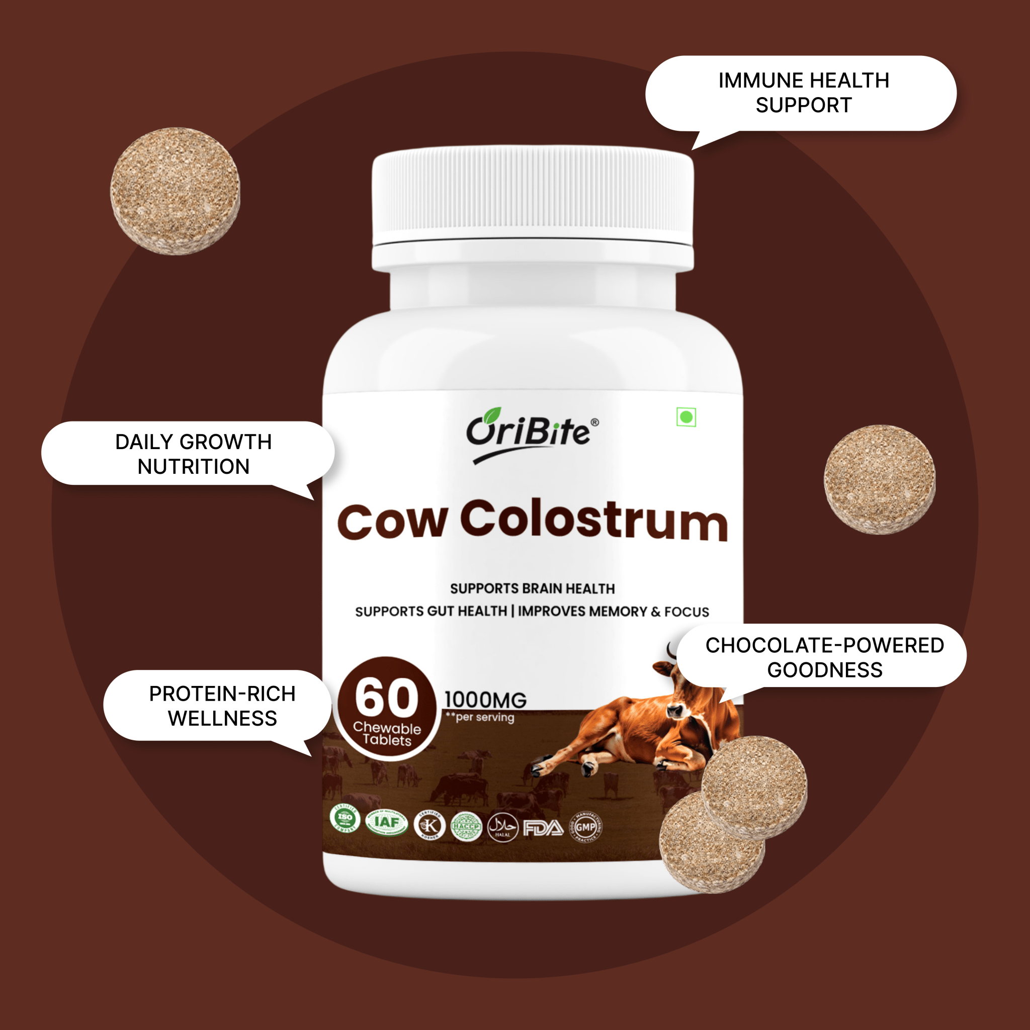 Cow Colostrum Tablets for Immunity & Gut Health - Oribite