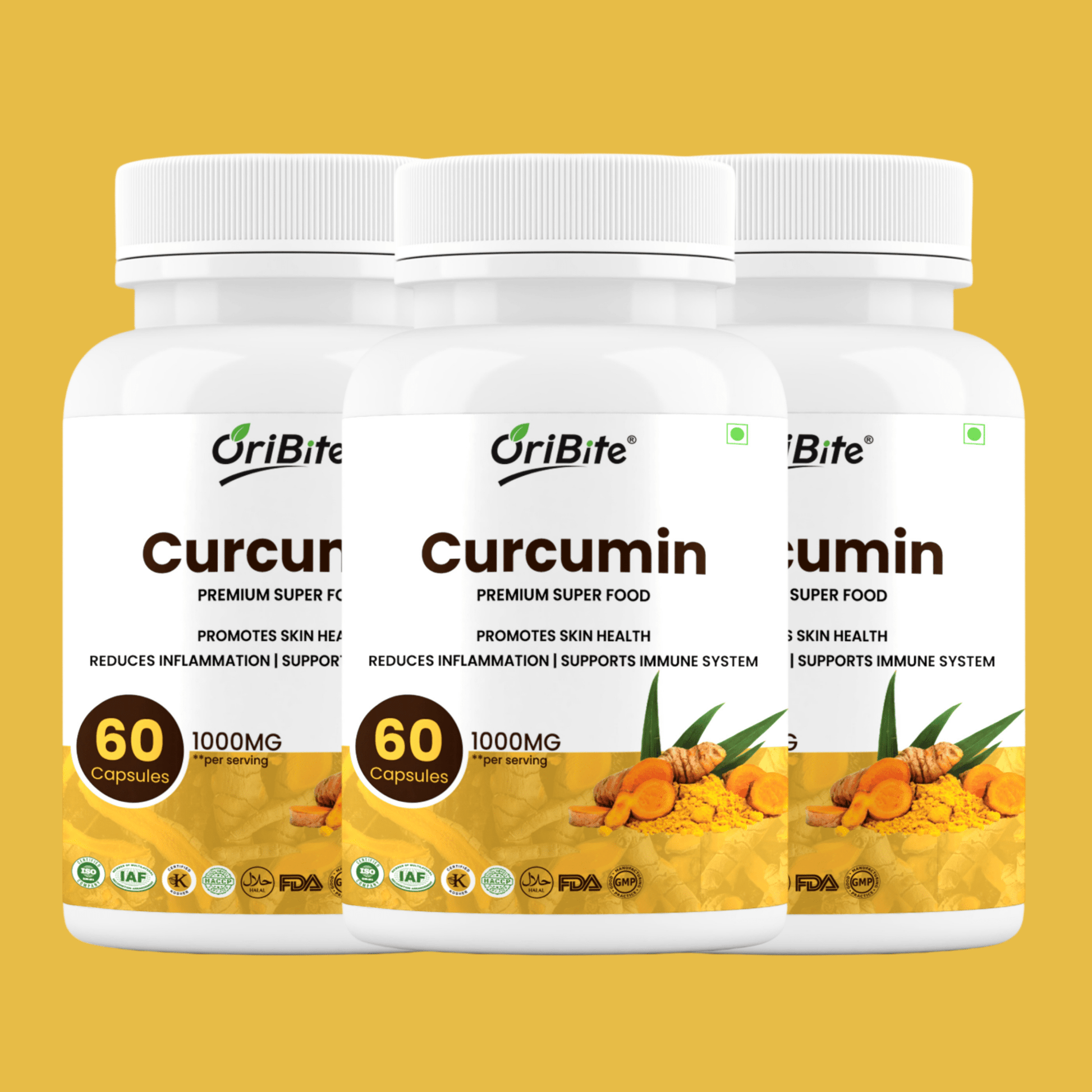 Curcumin Extract Capsules with Black Pepper for Inflammation & Joint Health - Oribite