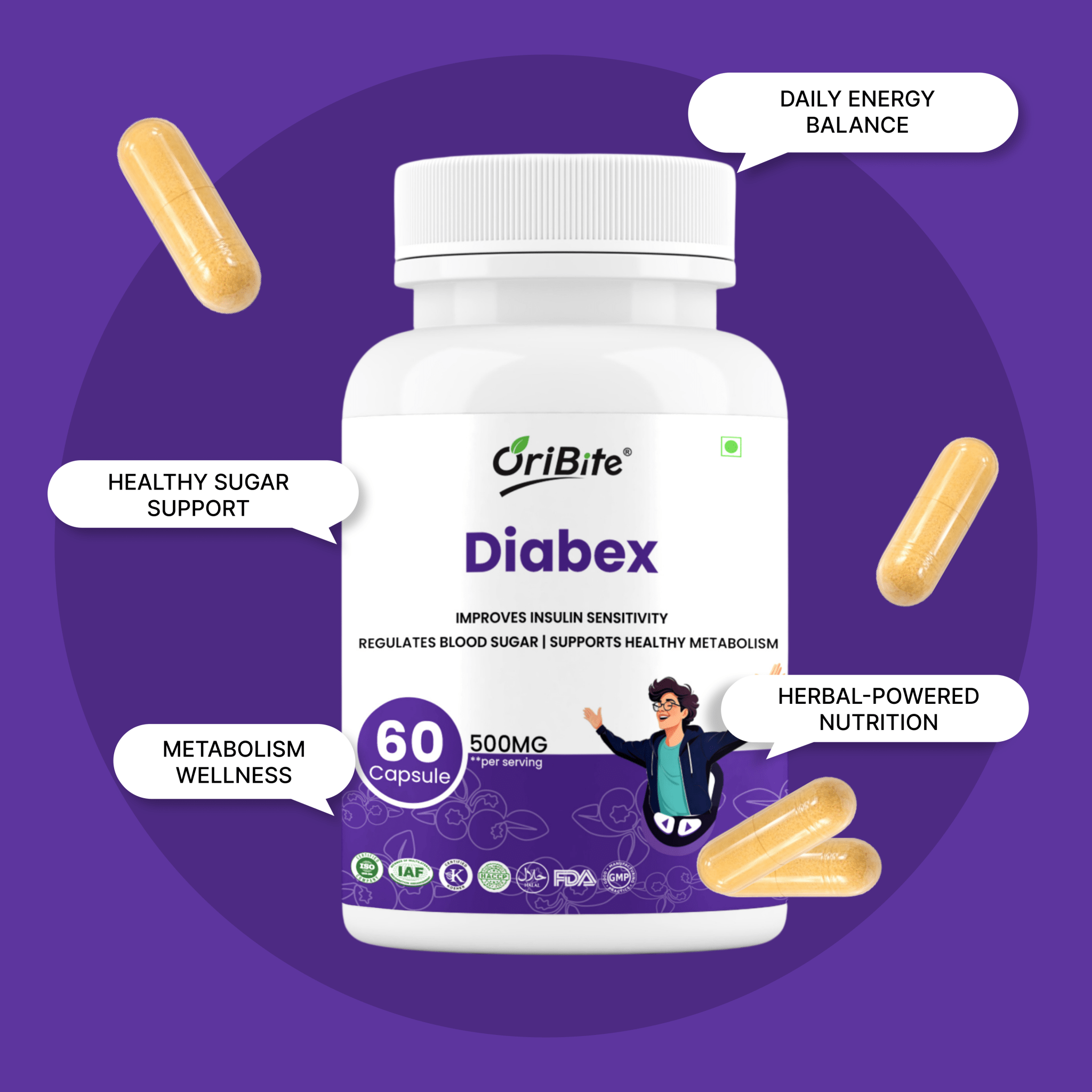 Jamun & Bitter Melon Capsules for Blood Sugar Management - Oribite