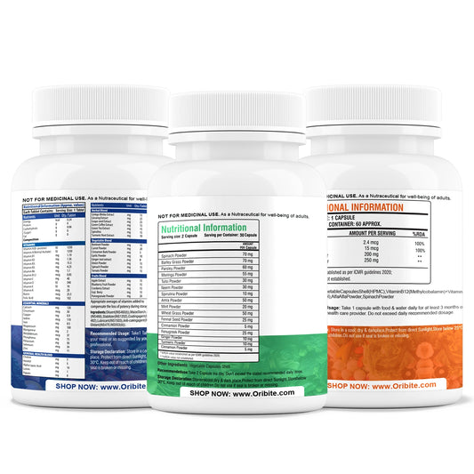 Multivitamin, Vitamin B12 & Green Super Food – Detox & Daily Energy