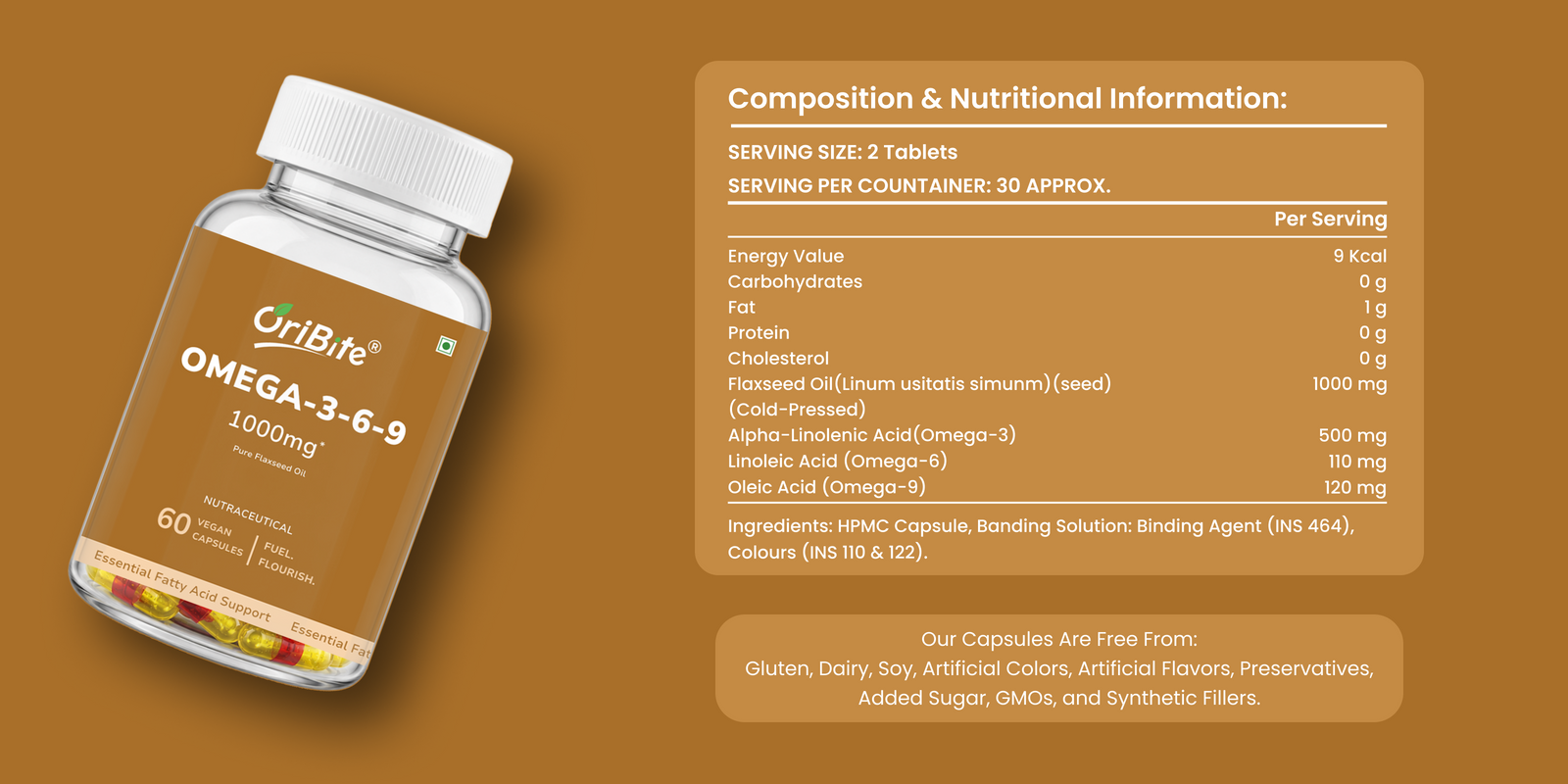 Flaxseed Oil Omega 3 6 9 Capsules for Heart Health