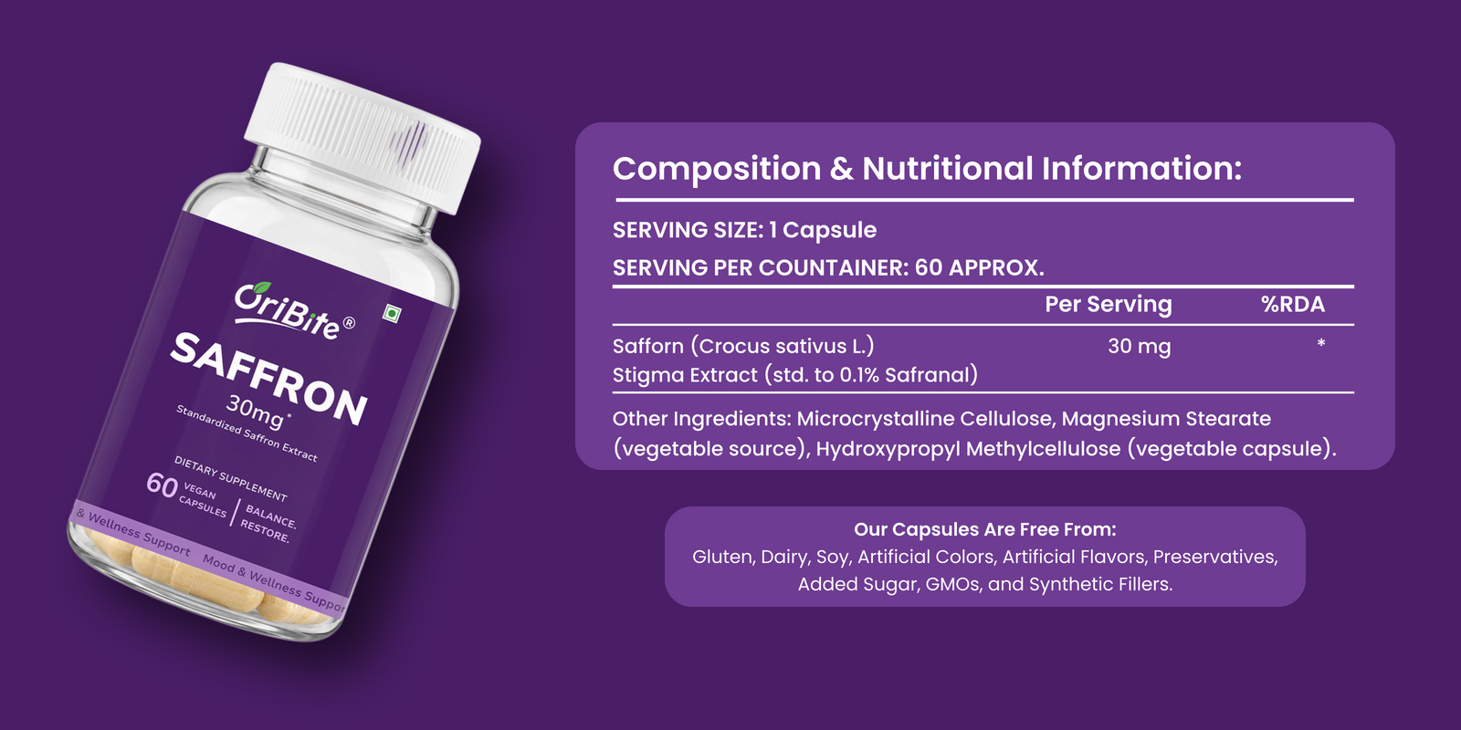 Saffron Extract Capsules for Mood & Emotional Balance