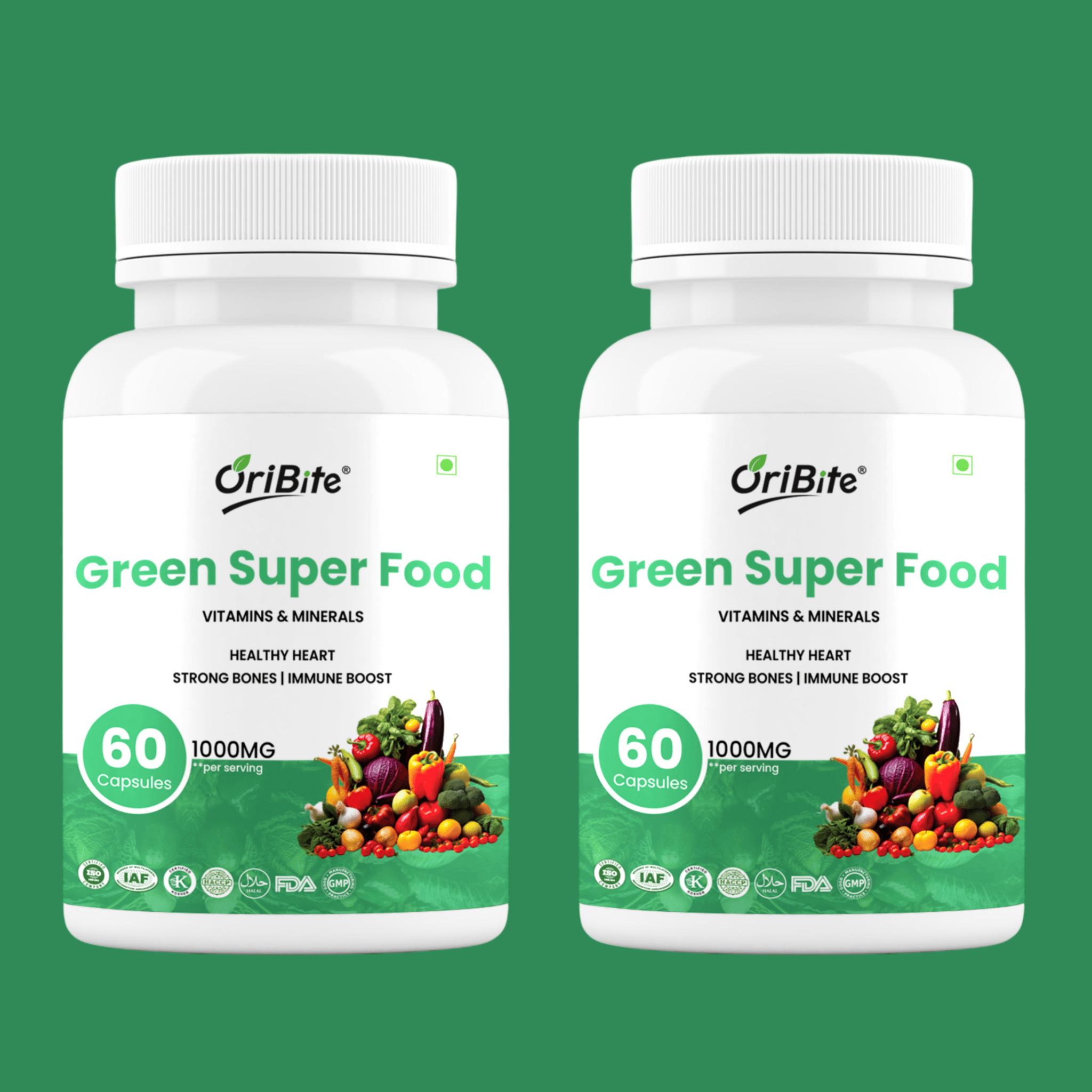Super Green Superfood Capsules for Immunity & Bone Strength - Oribite