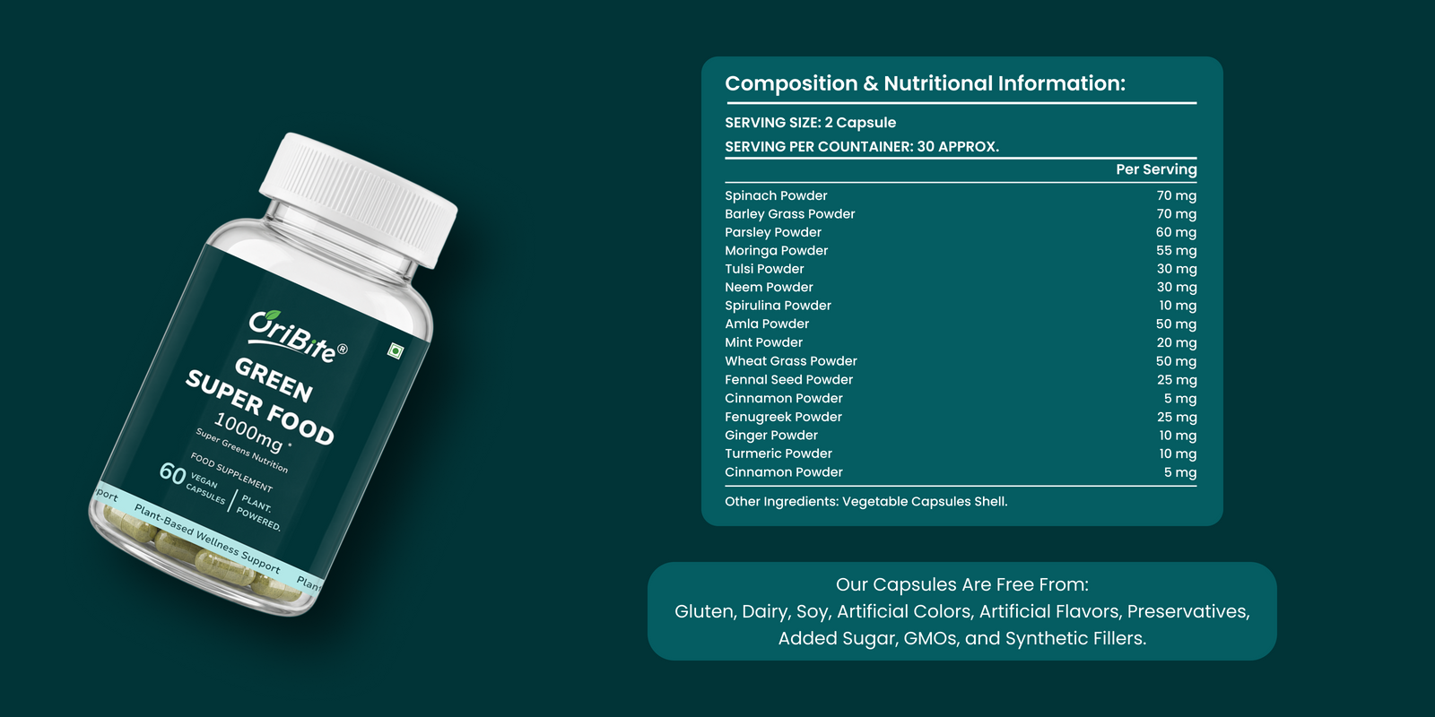Super Green Superfood Capsules for Immunity & Bone Strength