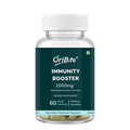 A clear plastic bottle of OriBite Immunity Booster dietary supplement with a white cap and a dark green label, containing 60 vegan capsules.