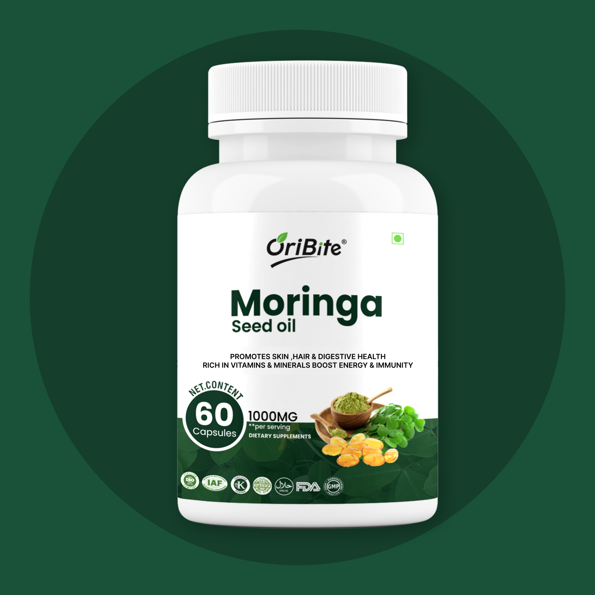 Moringa Seed Oil Capsules for Energy & General Wellness - Oribite