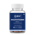 A clear plastic bottle of OriBite Multivitamin 1000mg dietary supplement with a white cap and a dark blue label, containing 60 brown tablets visible at the bottom, on a white background.