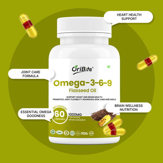 Flaxseed Oil Omega 3 6 9 Capsules for Heart Health - Oribite