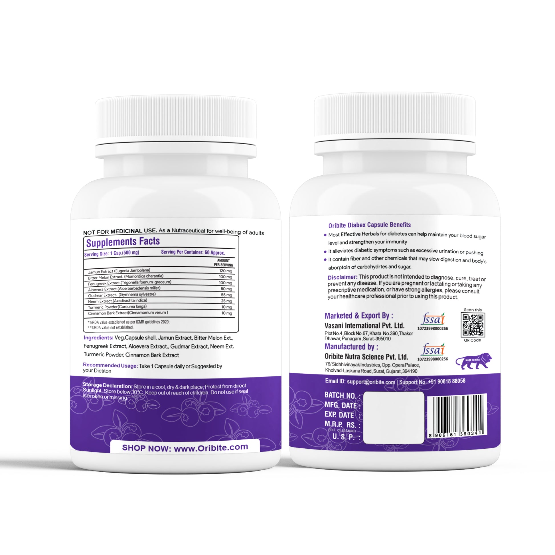 Oribite Diabex Ingredient's