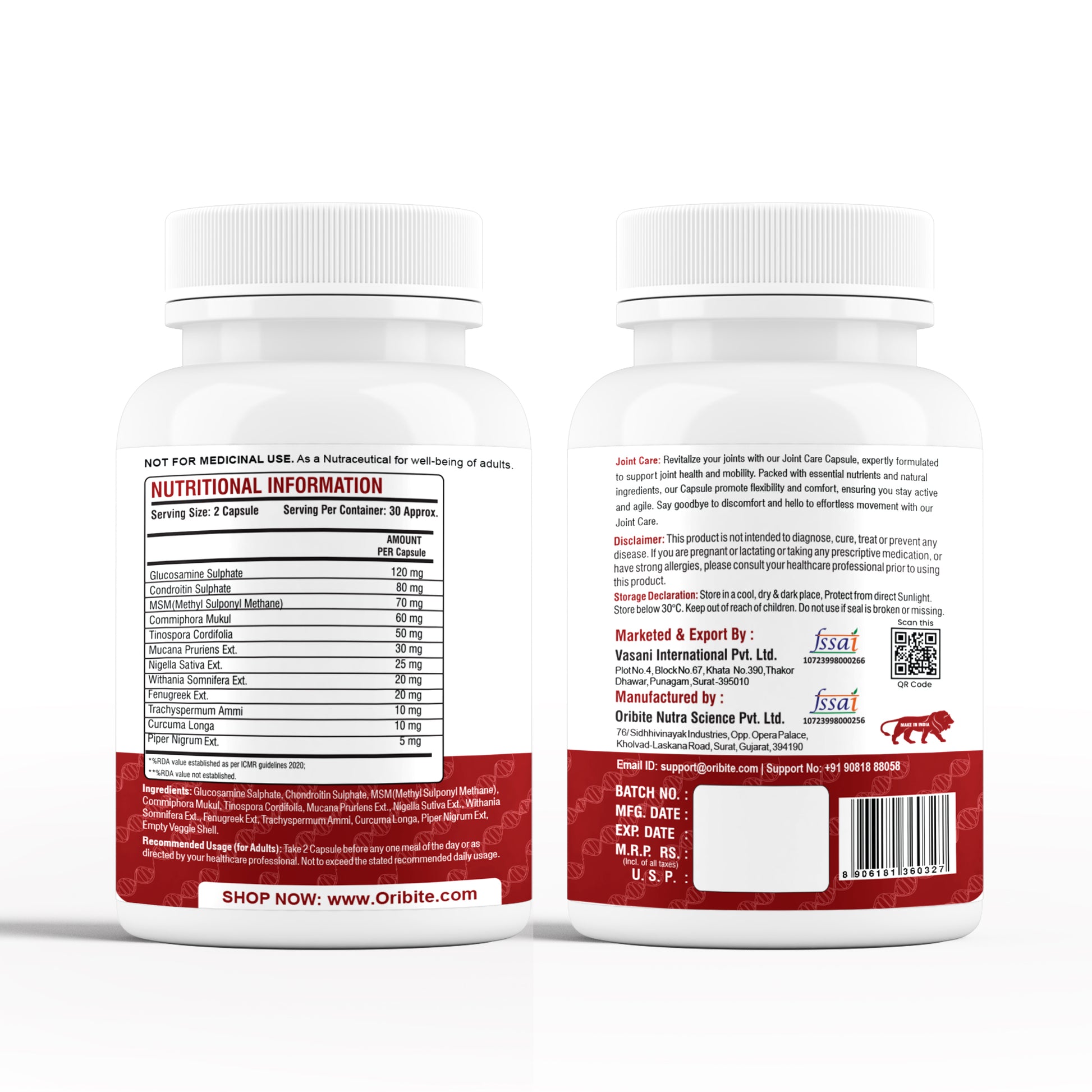 Oribite Joint Care Ingredient's 