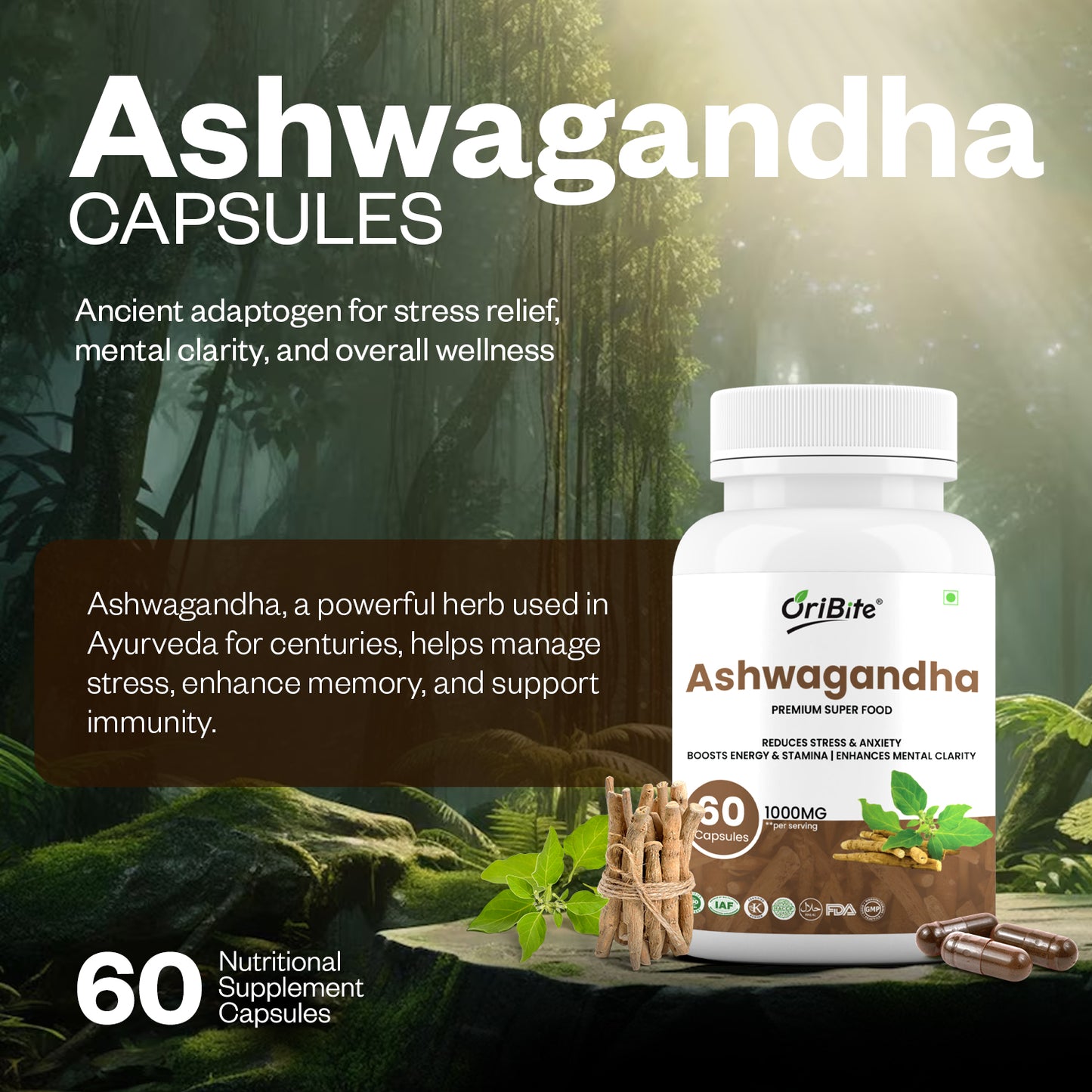 Oribite Ashwagandha Capsule | 60 Tablets