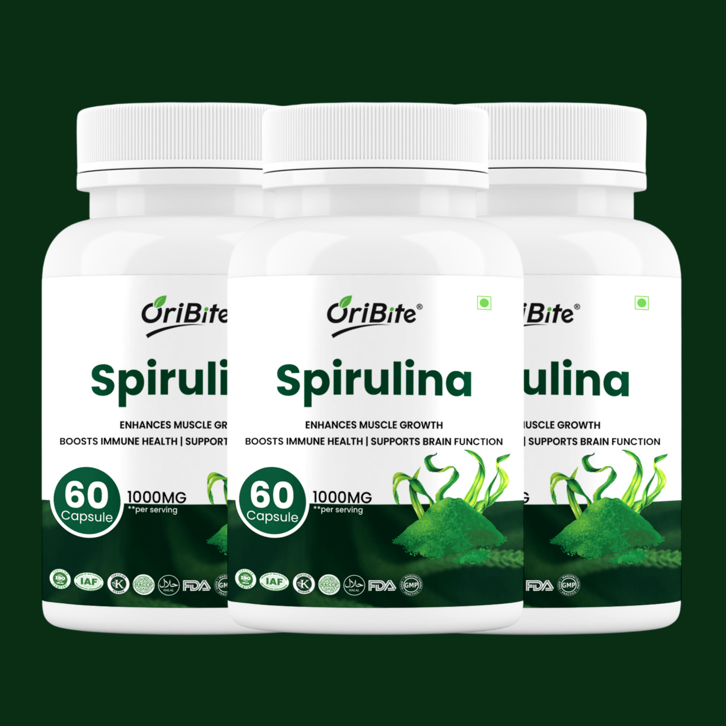 Spirulina Capsules for Plant Based Protein & Immunity - Oribite