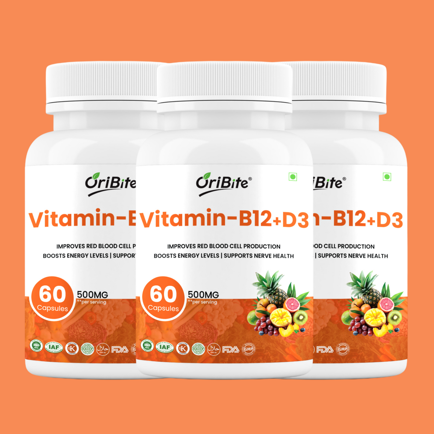 Vitamin B12 & D3 Capsules for Nerve & Bone Health
