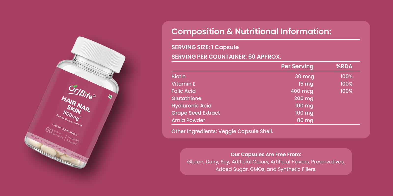 Biotin & Glutathione Capsules for Hair Skin & Nails