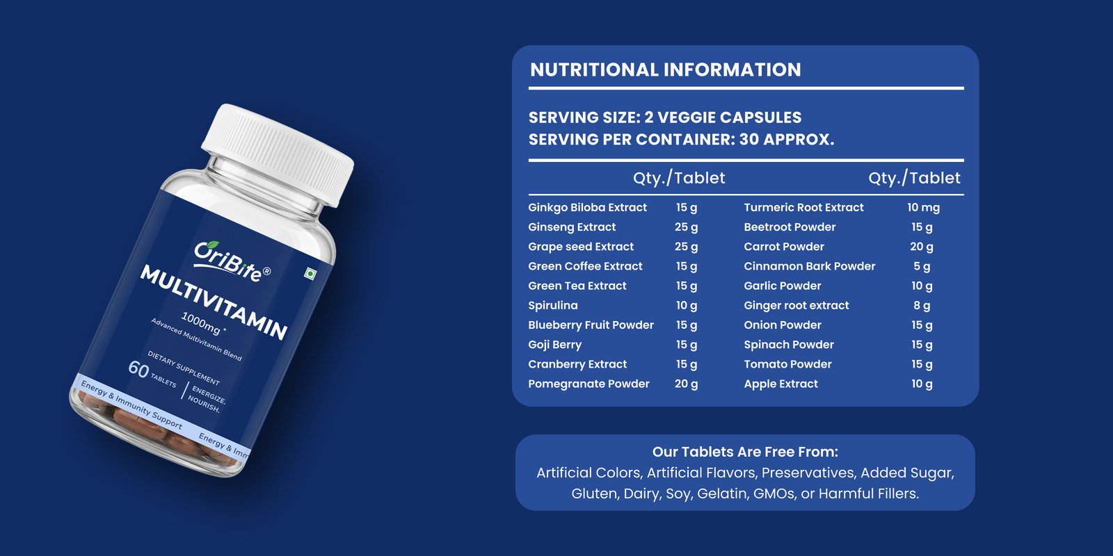 Multivitamin Tablets with Minerals & Herbal Blend for Immunity