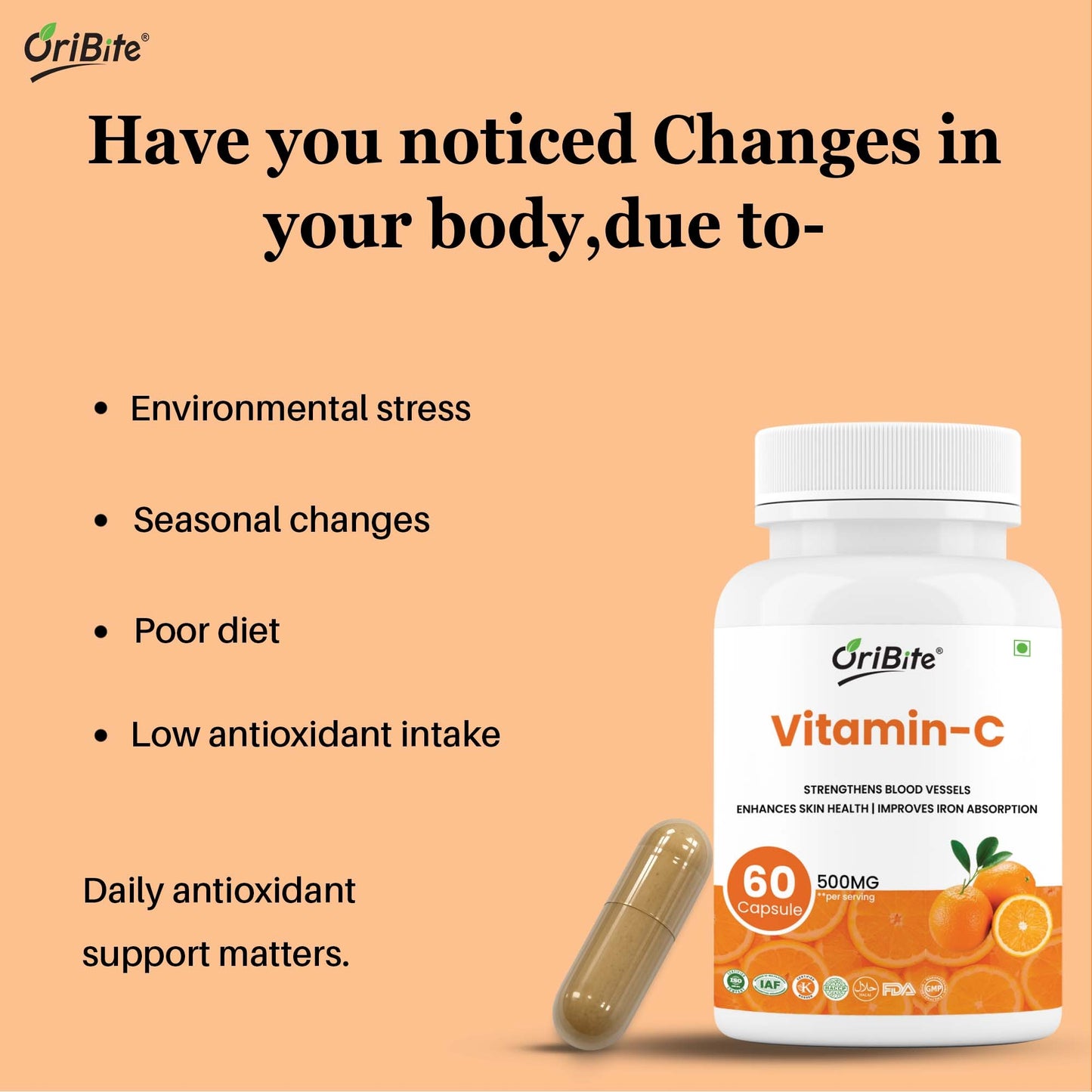 Vitamin C Capsules with Amla & Rosehip for Immunity